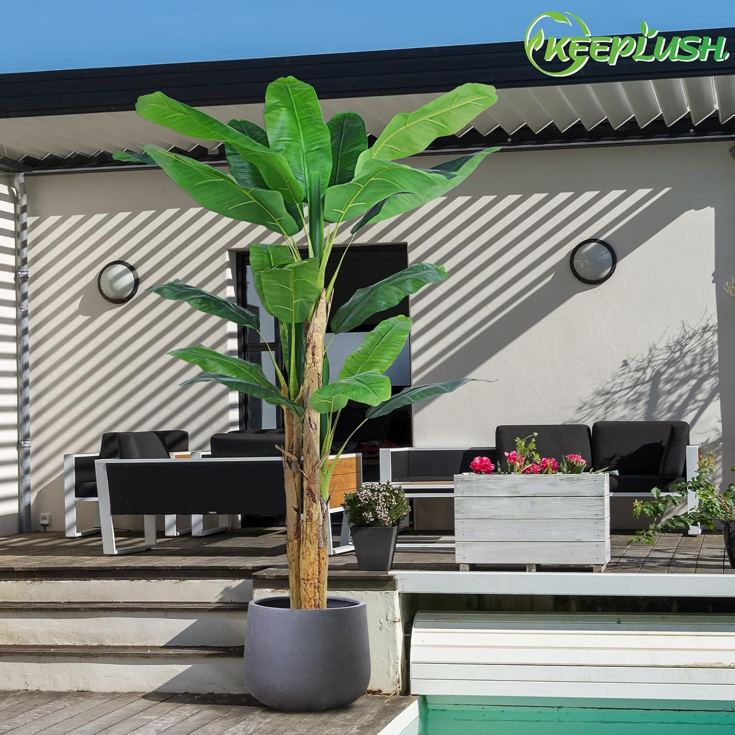 7Ft Extra Tall Artificial Banana Tree, Fake Banana Leaf Plant with 19 Faux Banan