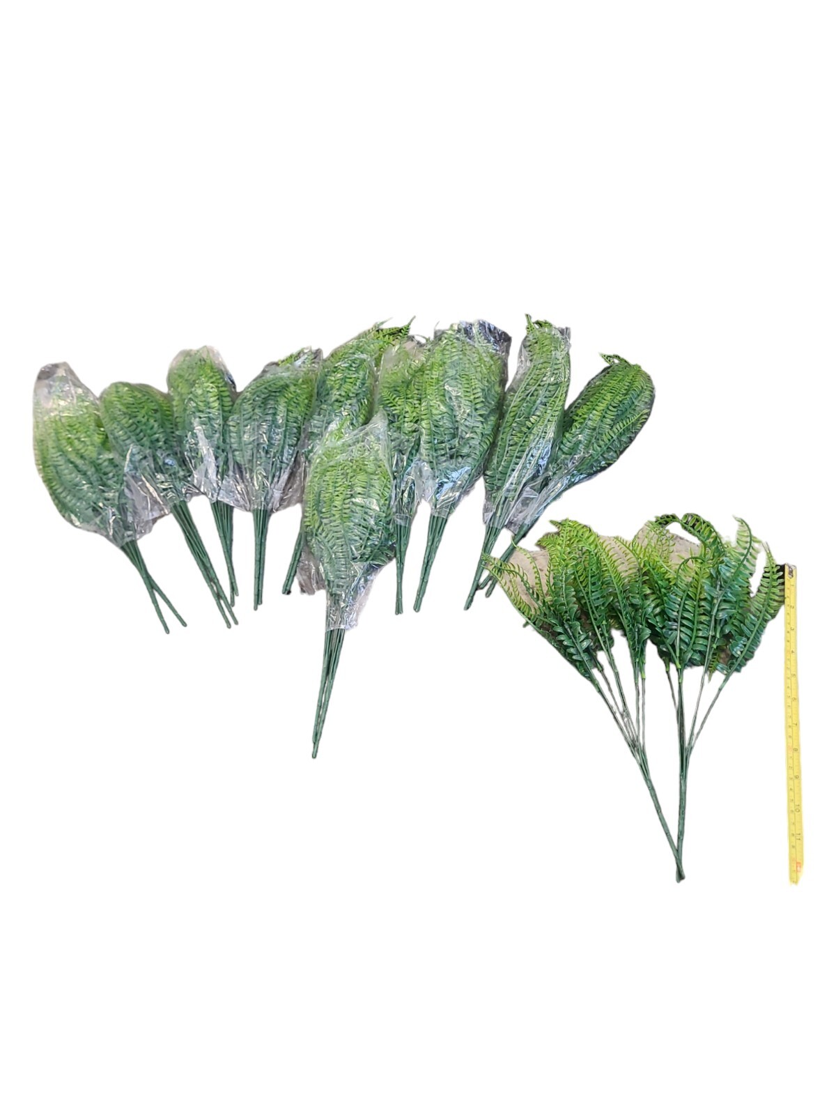 Faux Boston Fern lot. 11 packs, 2 ferns per pack. 13″ tall.