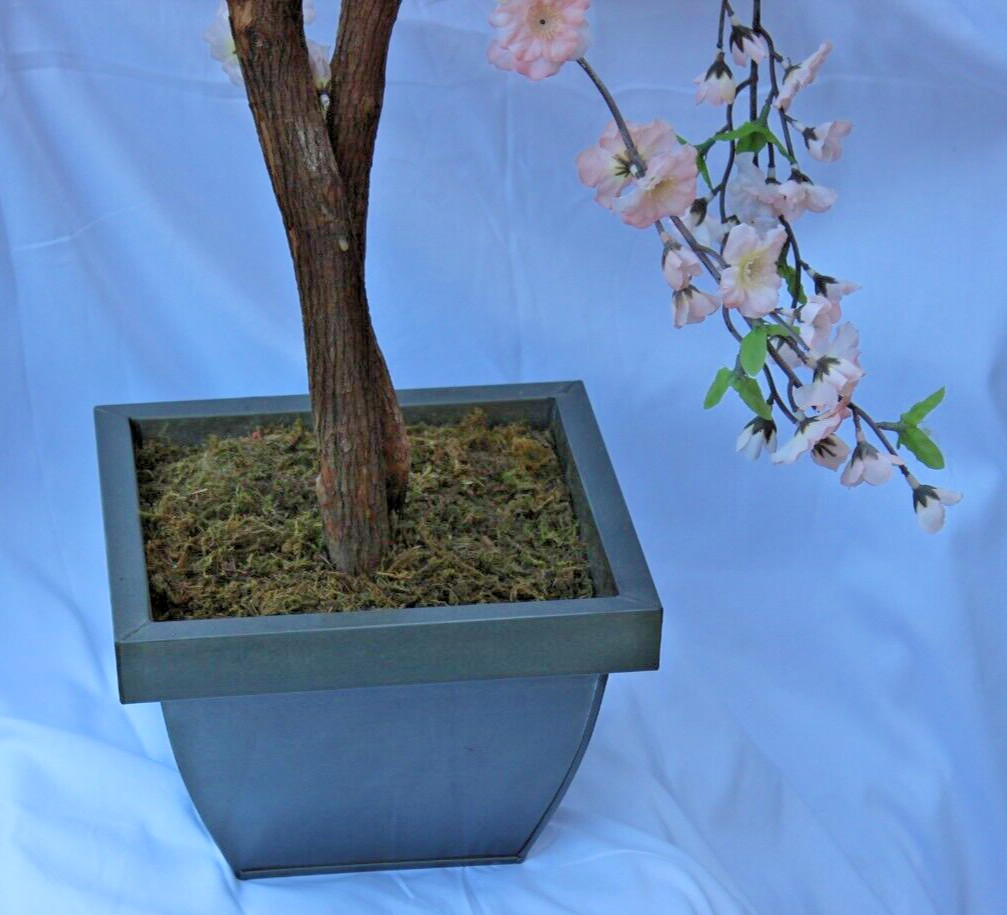 15” Cherry Blossom Bonsai Styled Artificial Tree w/Decor Planter. Retail $98