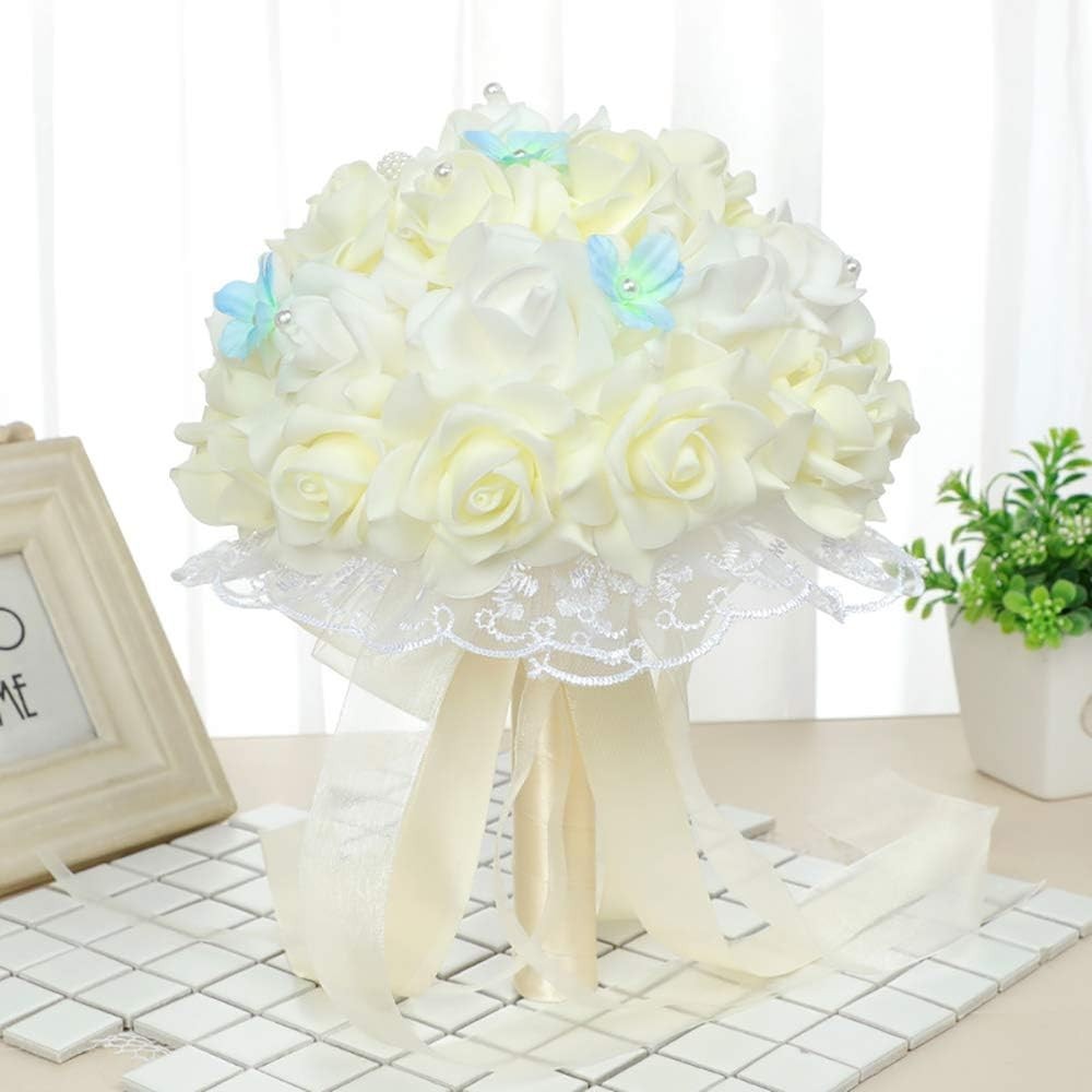 Artificial Rose Flowers Ivory Foam 100 Pcs Wedding Baby Shower Decor Party