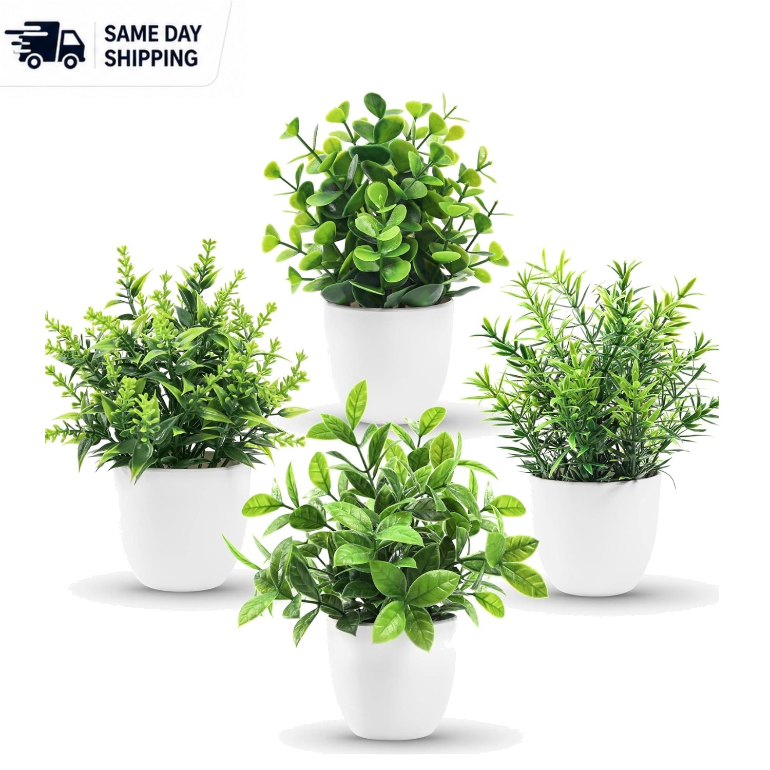 Beautiful 4 Pack Artificial Plants – No Soil and No Hassle for Home Decor