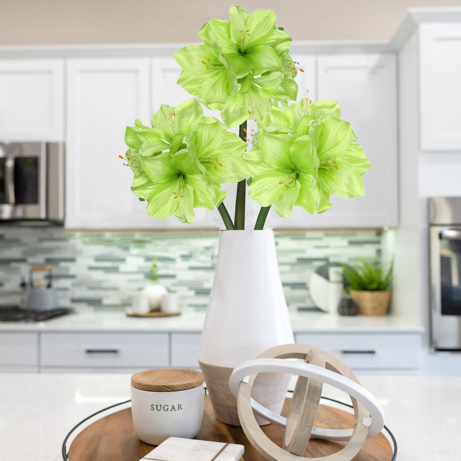 3PCS Amaryllis Artificial Flowers 17.3 Inch Faux Amaryllis Flowers Stems with…