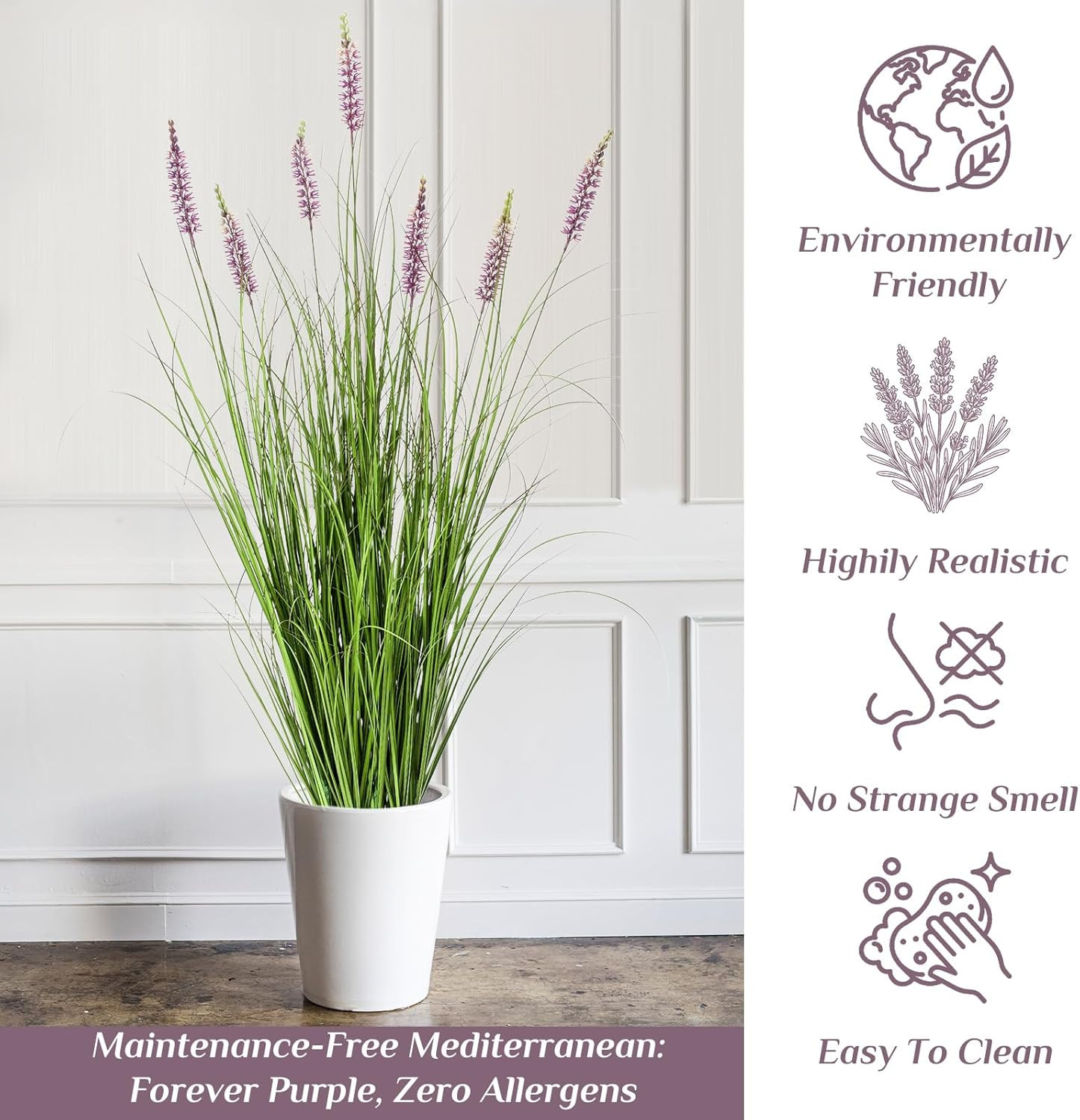 2 Pieces Faux Plants Outdoor 4 Ft Tall Artificial Lavender Plant Potted Artifici