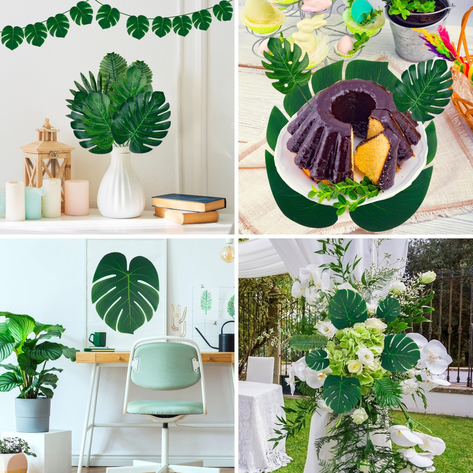 110 Pcs Tropical Palm Leaves – Fake Monstera & Greenery for Luau, Jungle, Weddin