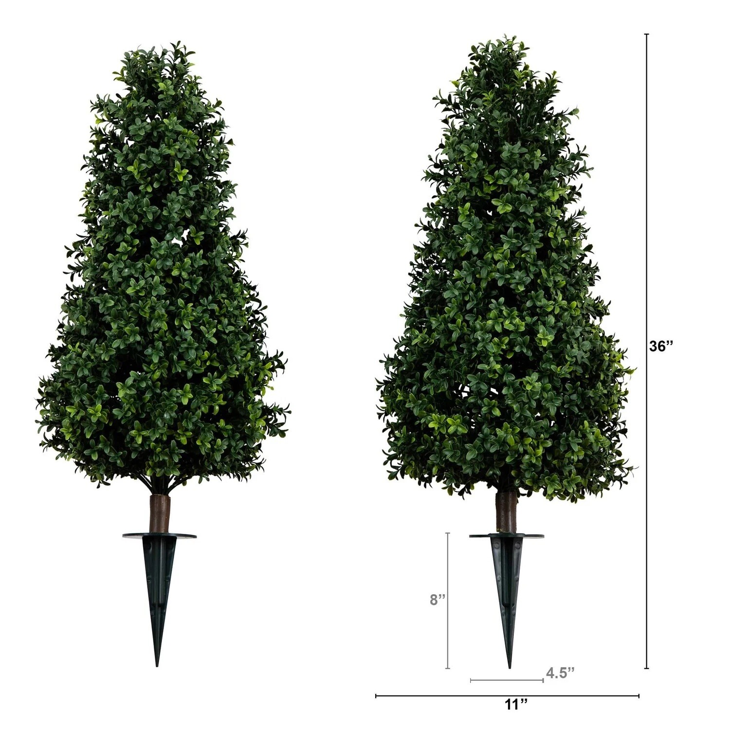 3′ Artificial Boxwood Plant with Integrated Ground Stake UV Resistant Set of 2.
