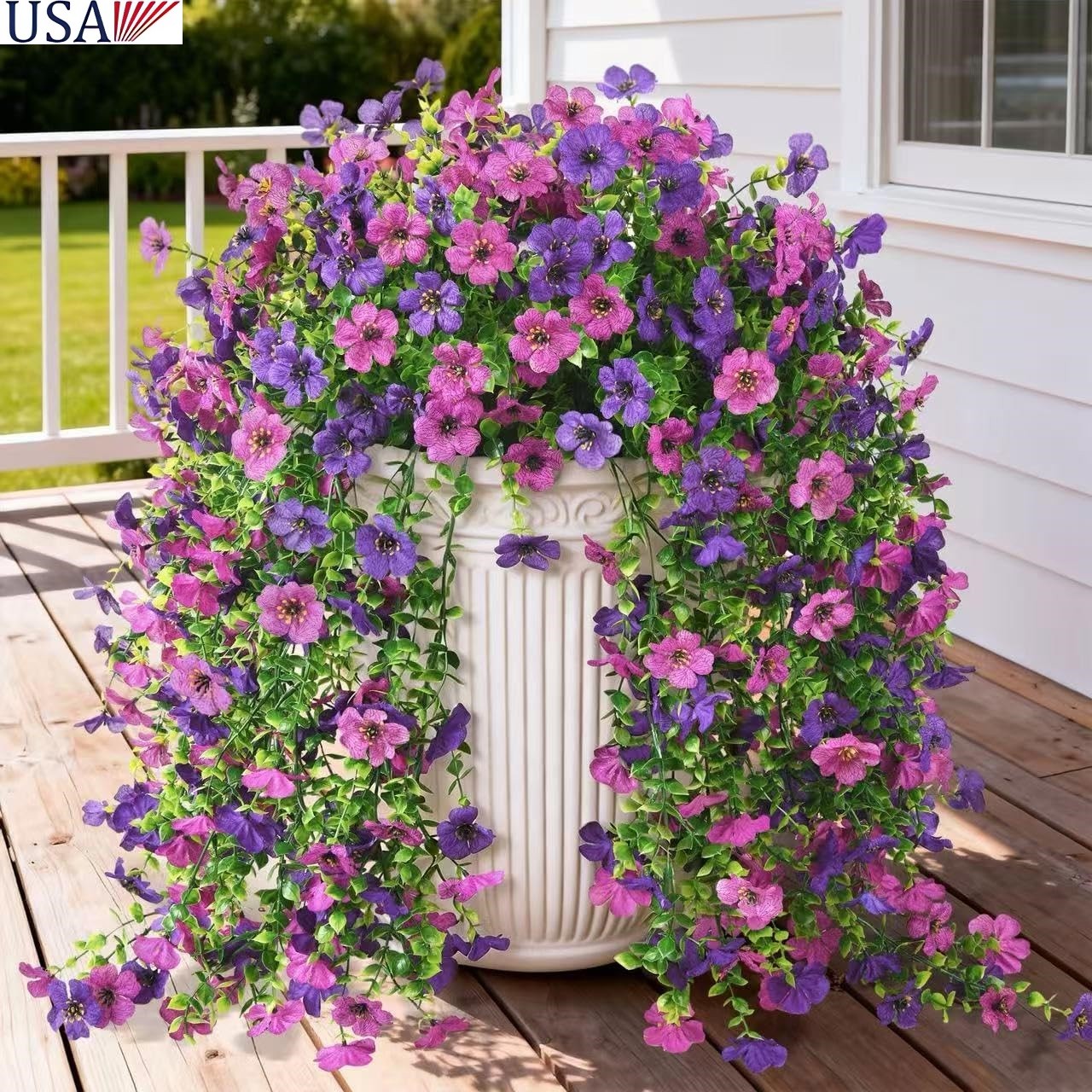 Artificial Fake Hanging Flowers Plants for Outdoor Outside Spring Summer Decorat