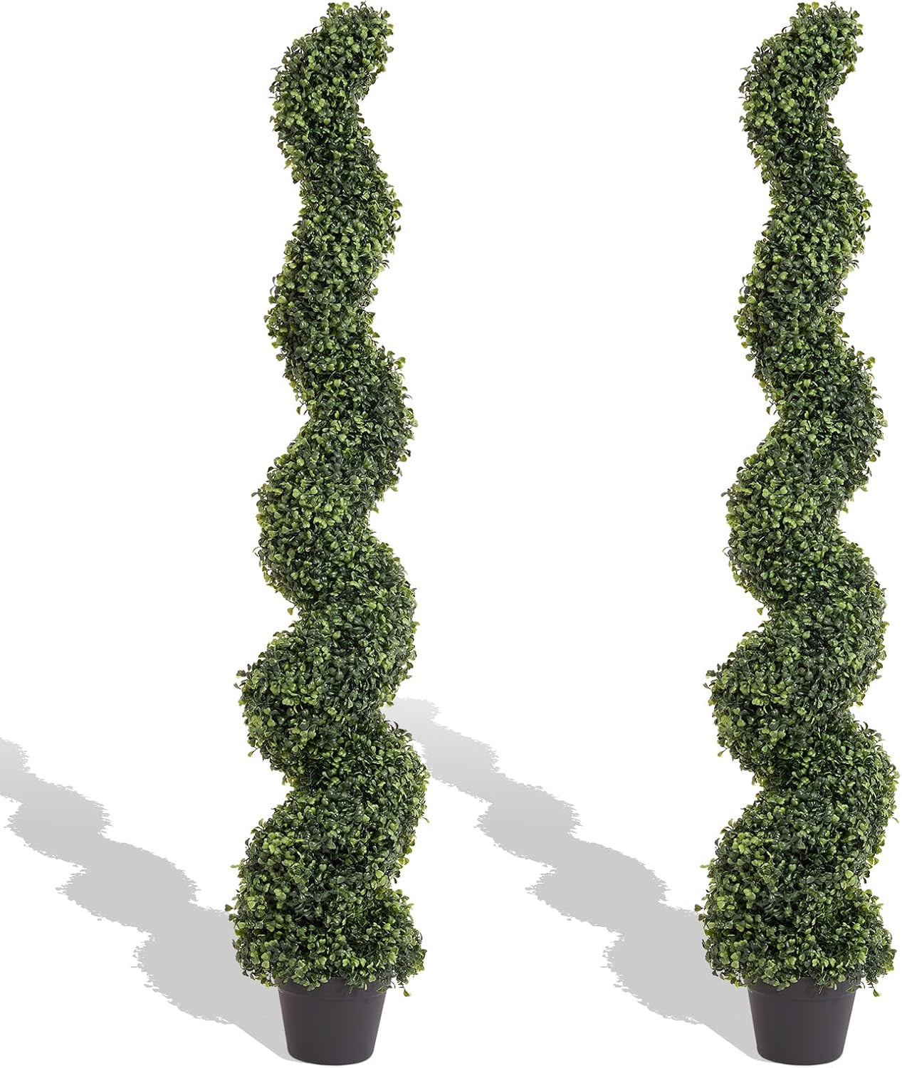 5Ft UV Resistant Spiral Boxwood Topiary Trees – Set of 2 for Outdoor Decor