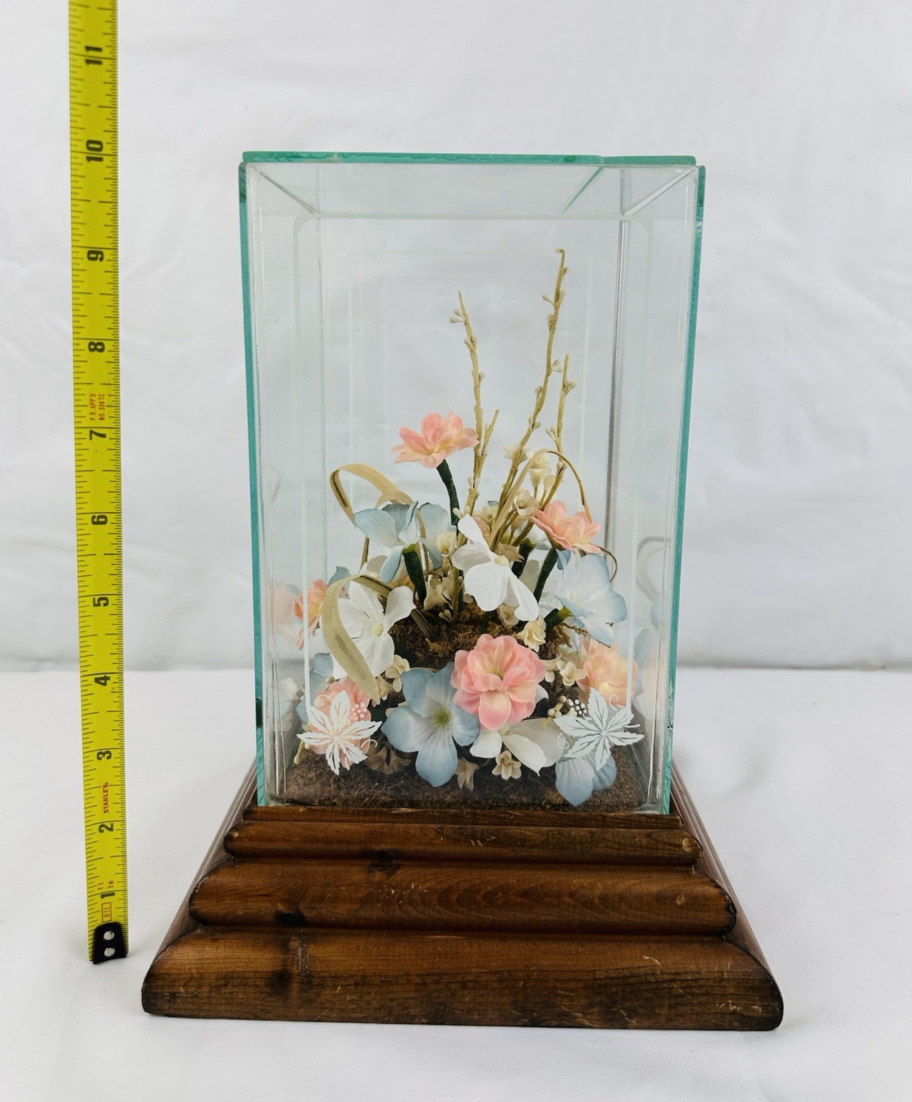 Vintage Glass & Wood Display Terrarium Music Box CottageCore For Upcycle Crafts