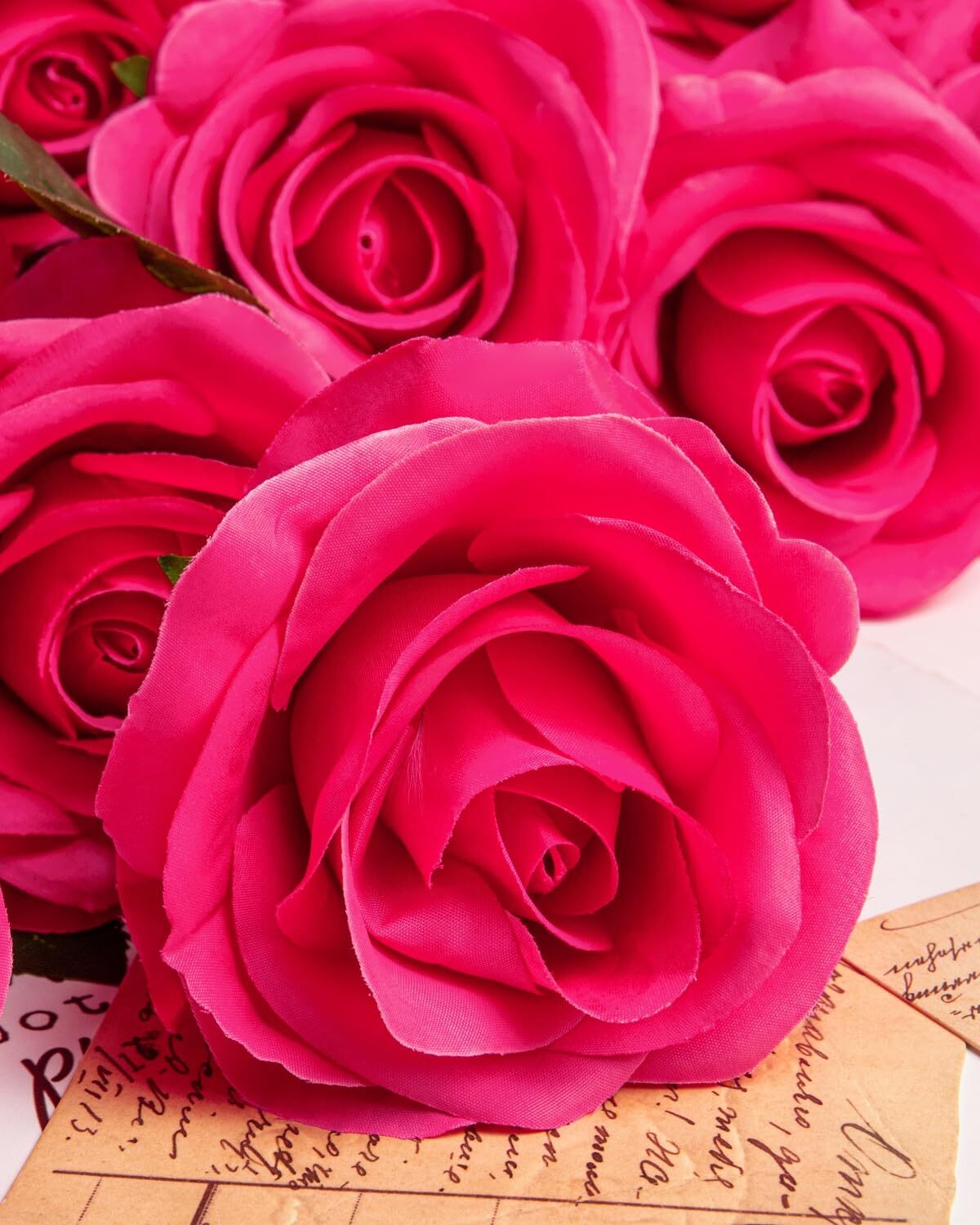 10Pcs Fuchsia Silk Roses Artificial Flowers DIY Wedding Party Home Decorations