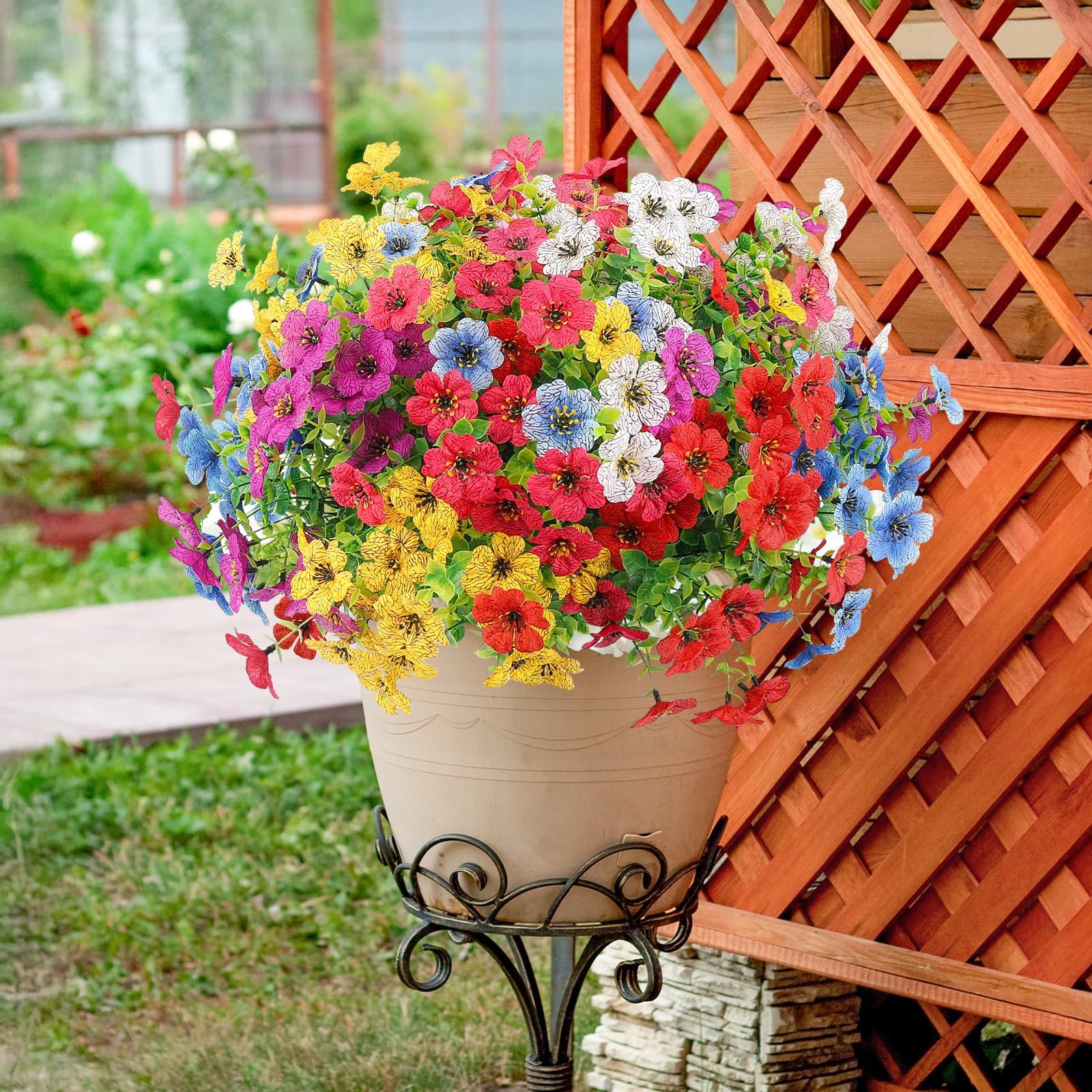 Artificial Flowers Outdoors Spring Faux Flowers UV Resistant Fake Flowers Dai…