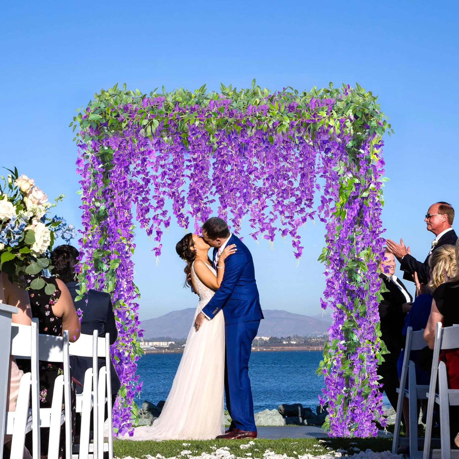 6Pcs Wisteria Garland Artificial Flowers Garland Fake Hanging Wisteria Vines Rat