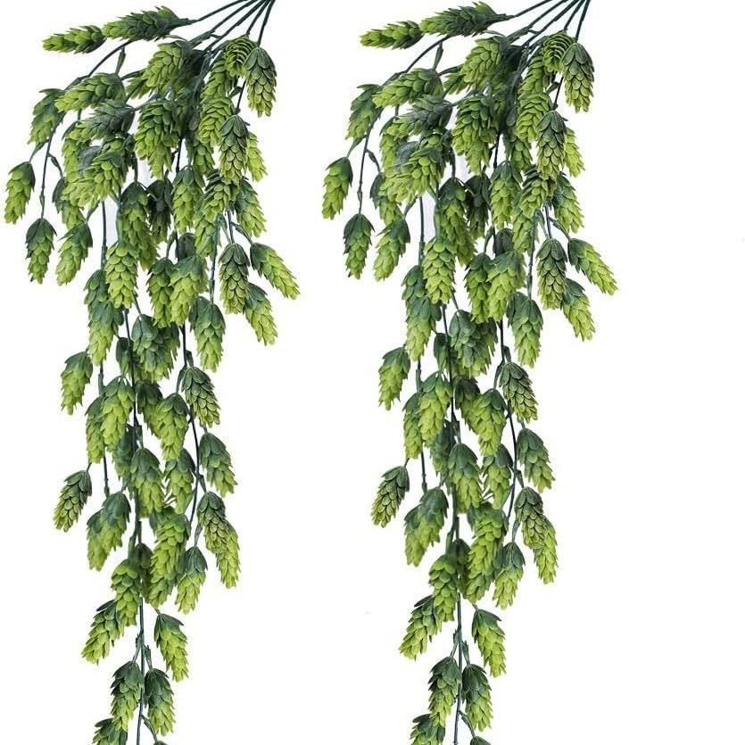 2Pcs Artificial Hops Flower Vine Garland Plant Fake Hanging Faux Hops Artific…