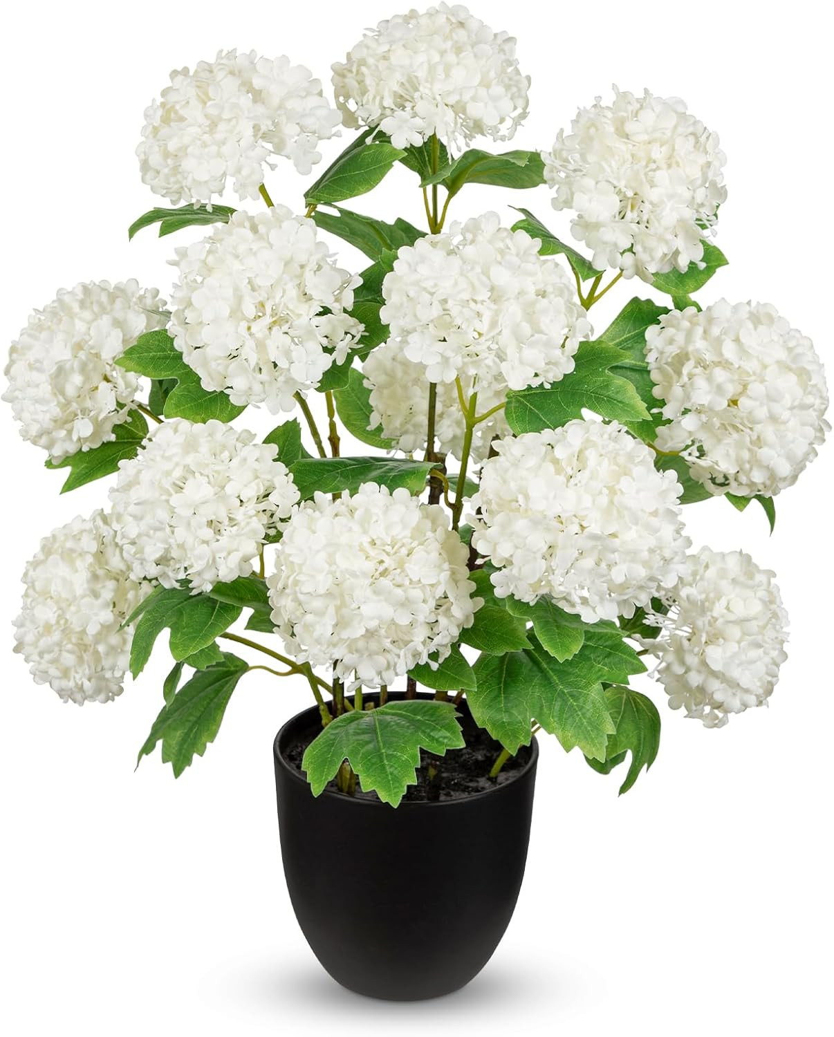 Artificial Hydrangea Plant in Pot, 13 Heads Full Bloom Faux Hydrangea Flowers, R