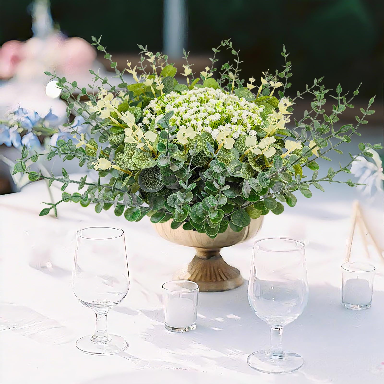 100 Pcs Mixed Eucalyptus Stems Bulk,Artificial Greenery Stems Bulk,3 Kinds Fa…