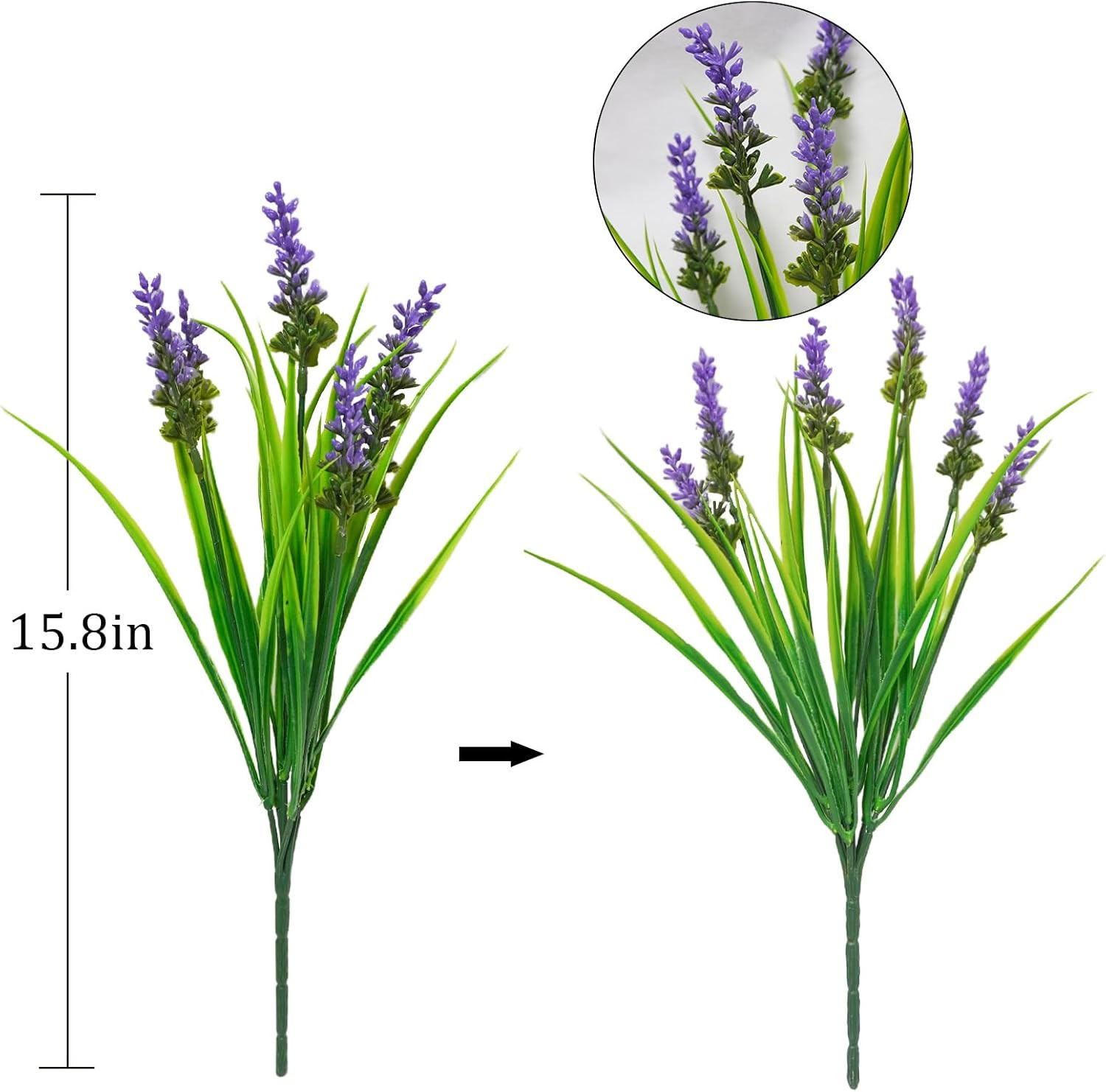40 Bundles UV Resistant Fake Monkey Grass with Lavender for Outdoor Decor