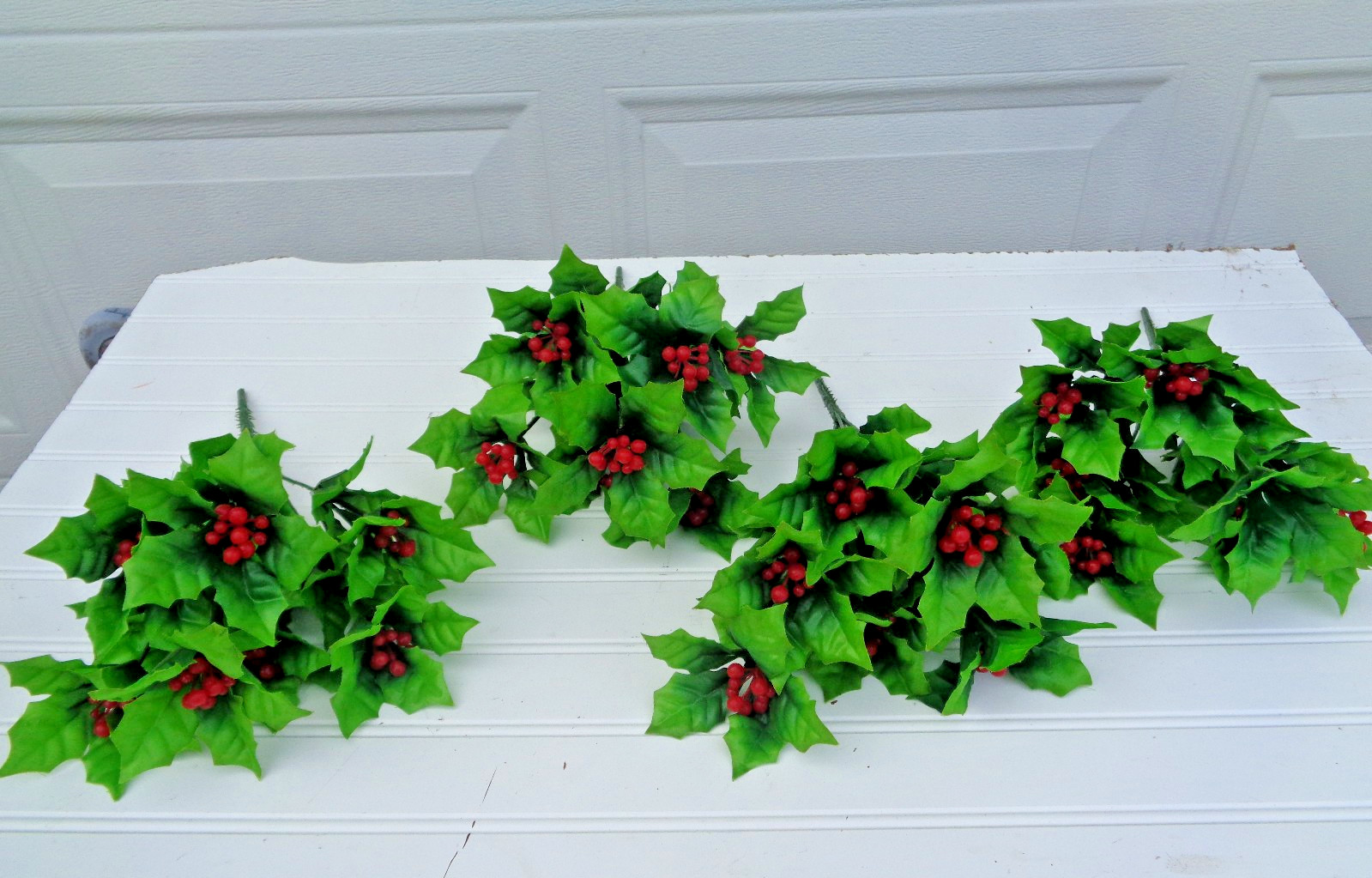 4 – Holly & Berries Silk Stems Floral Picks 12″