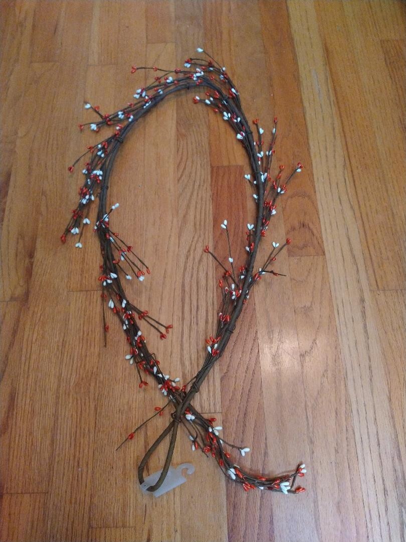 5′ Floral Mix Pip Berry Garland Orange & White ~ Fall Autumn Halloween Decor