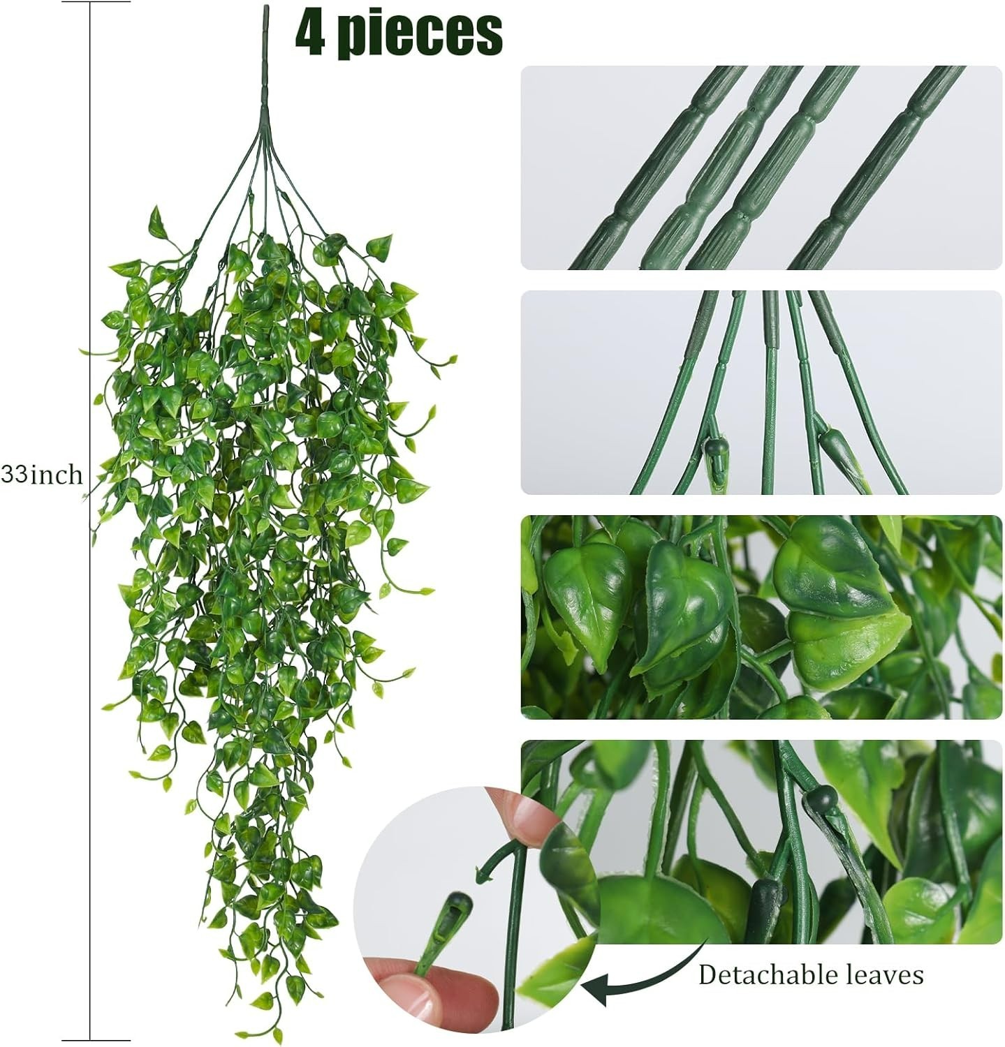 Elegant 4-Pack Faux Eucalyptus Hanging Plants – Perfect for Parties & Weddings
