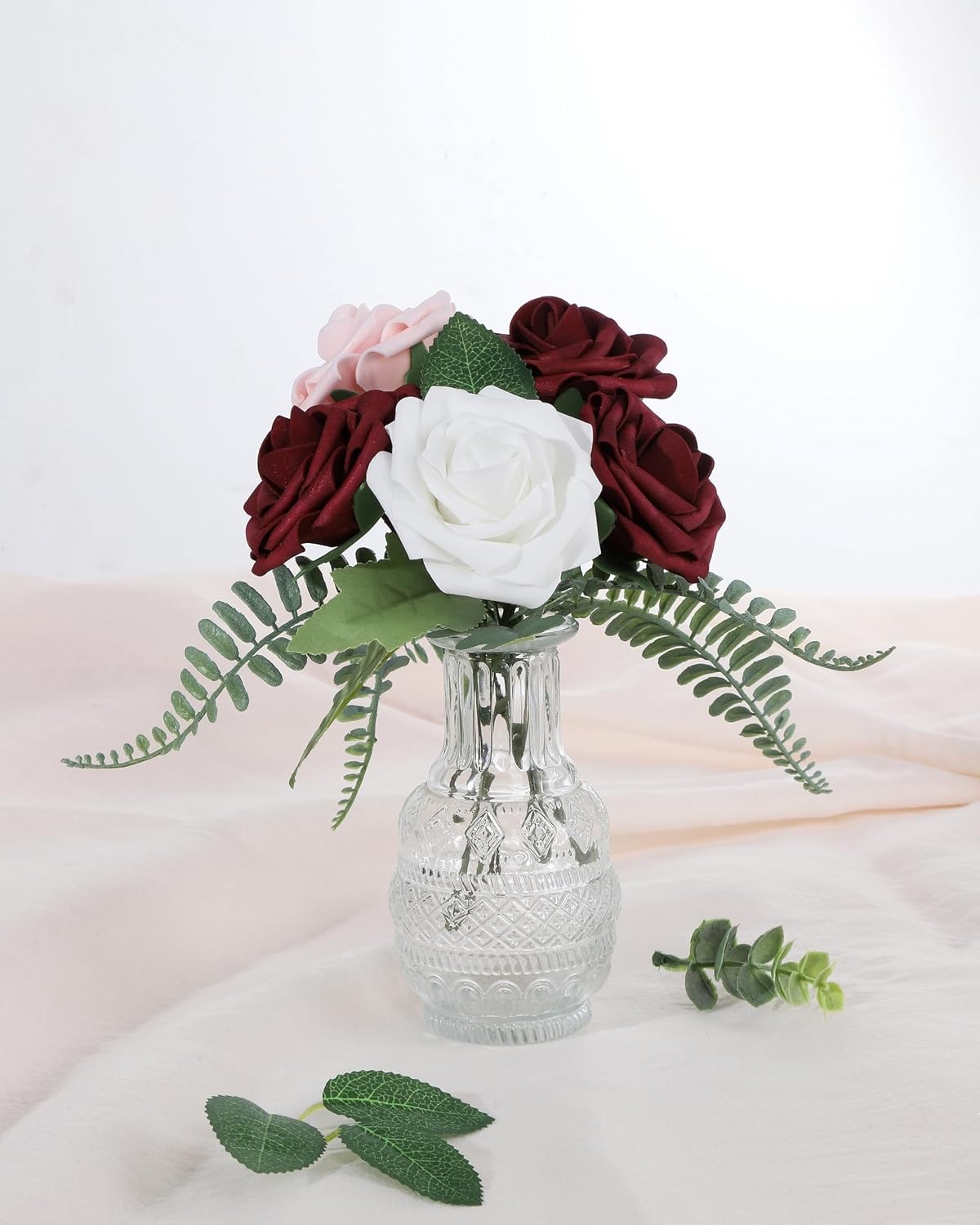 Artificial Roses Fake Roses with Stems Real Touch Foam Flowers Arrangements