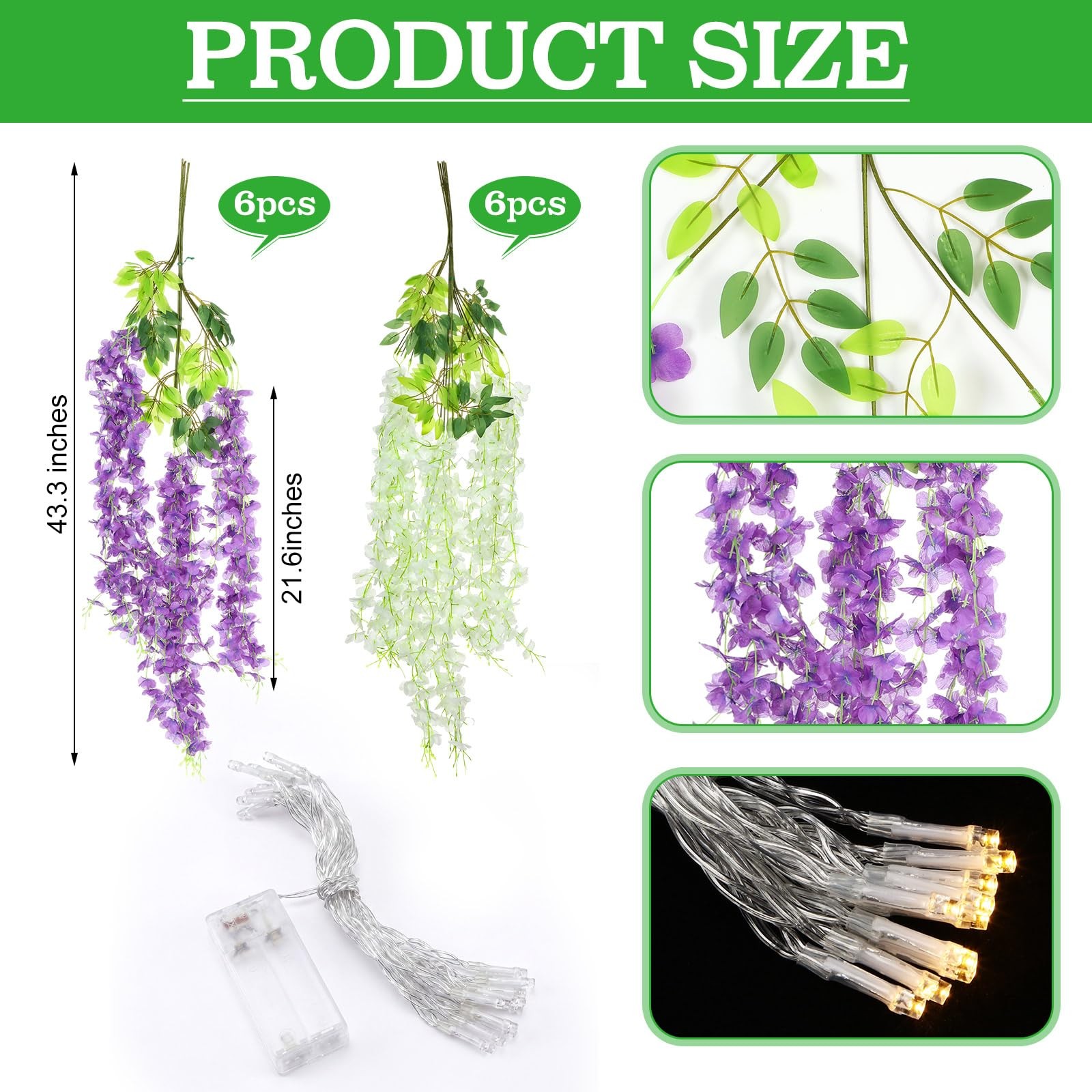 16 Pcs Back to Hanging Decorations, 43″ Wisteria Hanging Flowers for Classroo…