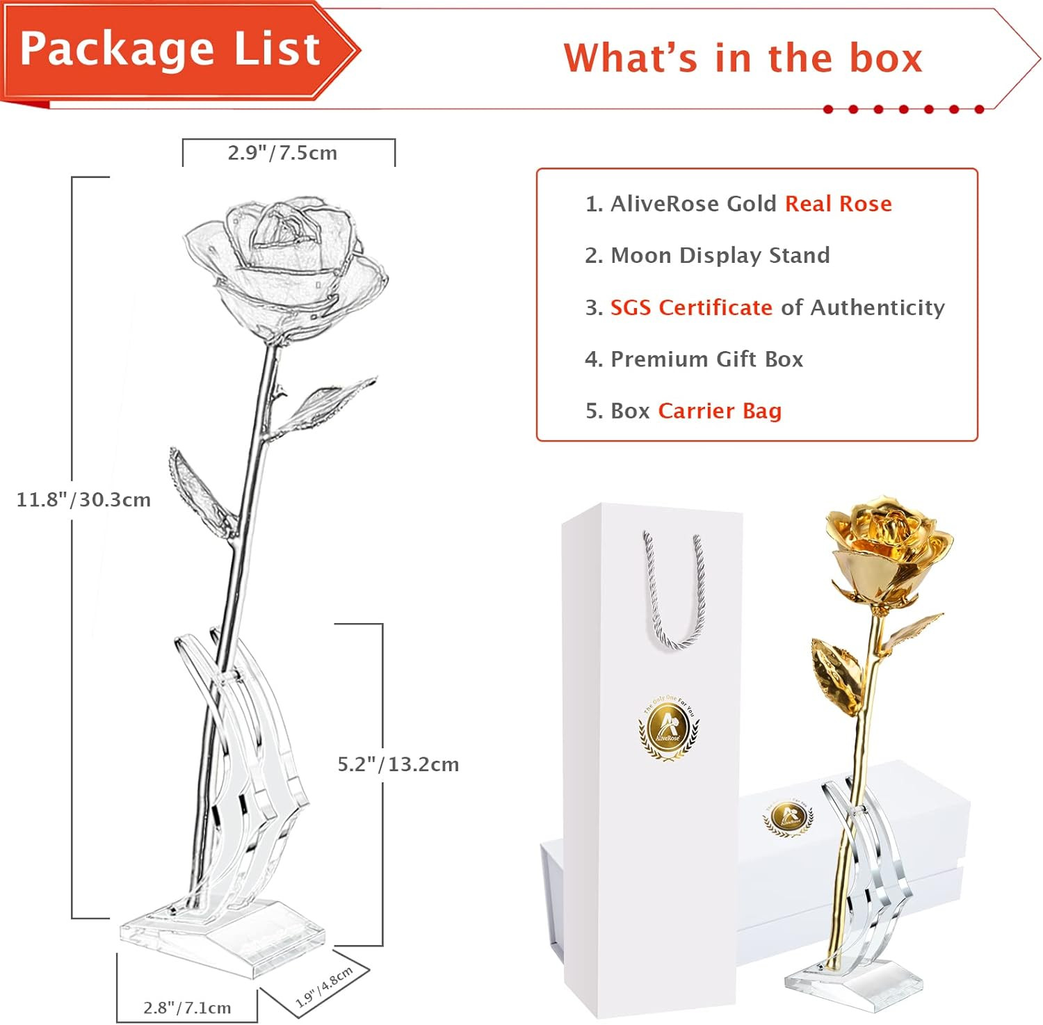 24K Gold Dipped Rose – Unique Gift for Anniversary, Valentine, Mother’s Day