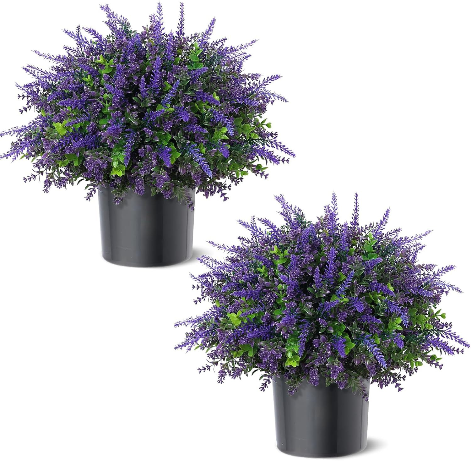 Faux Eucalyptus & Lavender Topiary Trees for Outdoor Farmhouse Decor – 2 Sets