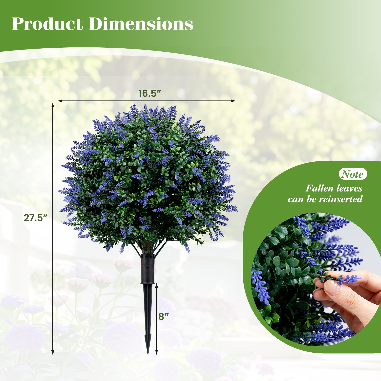 2Pack Artificial Lavender Boxwood Topiary Ball Trees, Faux Floral Shrubs, Patio