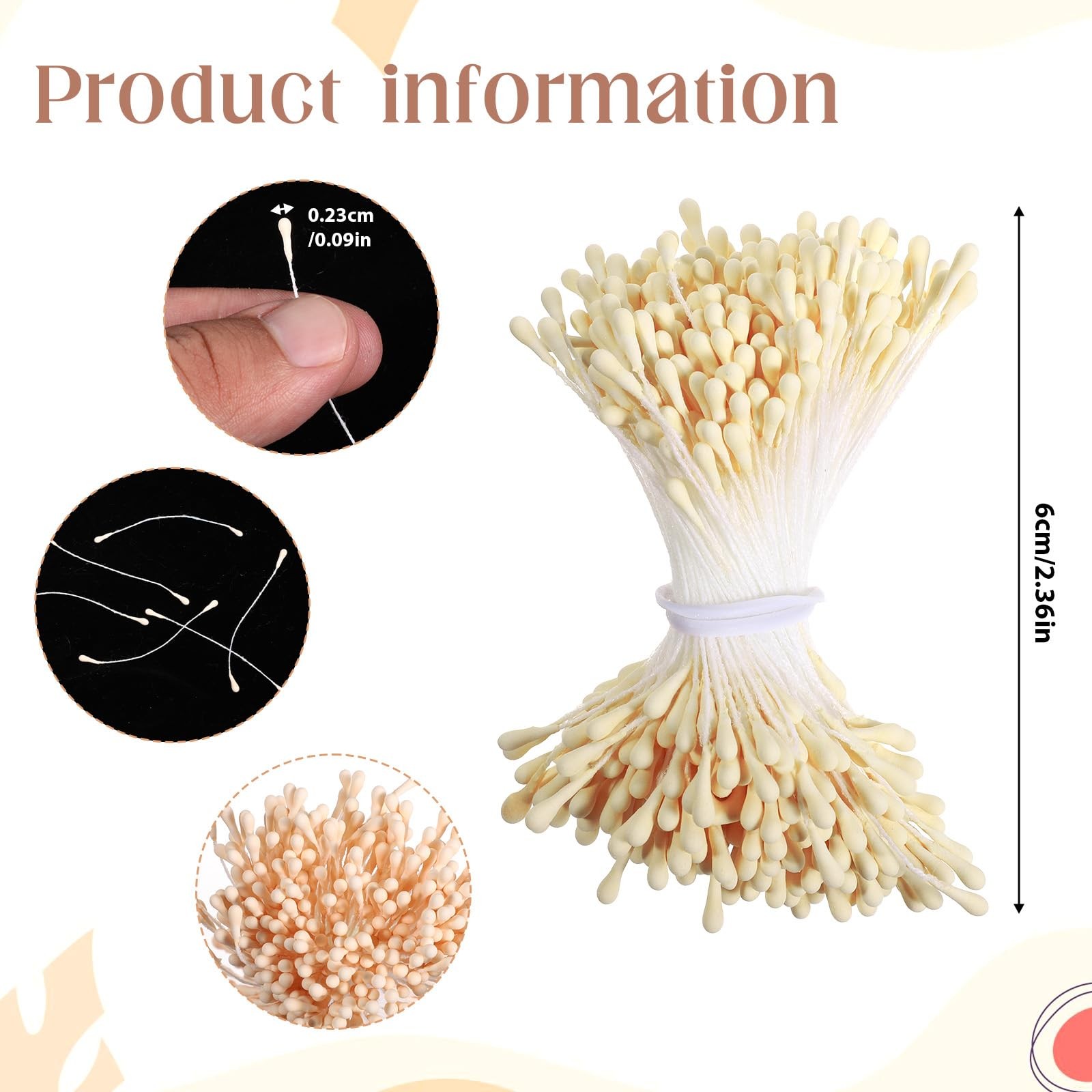 Stamens for Flower Making, 2000 Pcs 2mm Matte Pearl Double Heads Flower Stame…