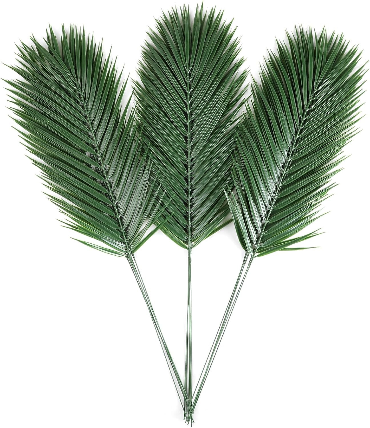 CCINEE 16 PCS Artificial Palm Leaves, Faux Large Palm Fronds Fake Tropical Plant