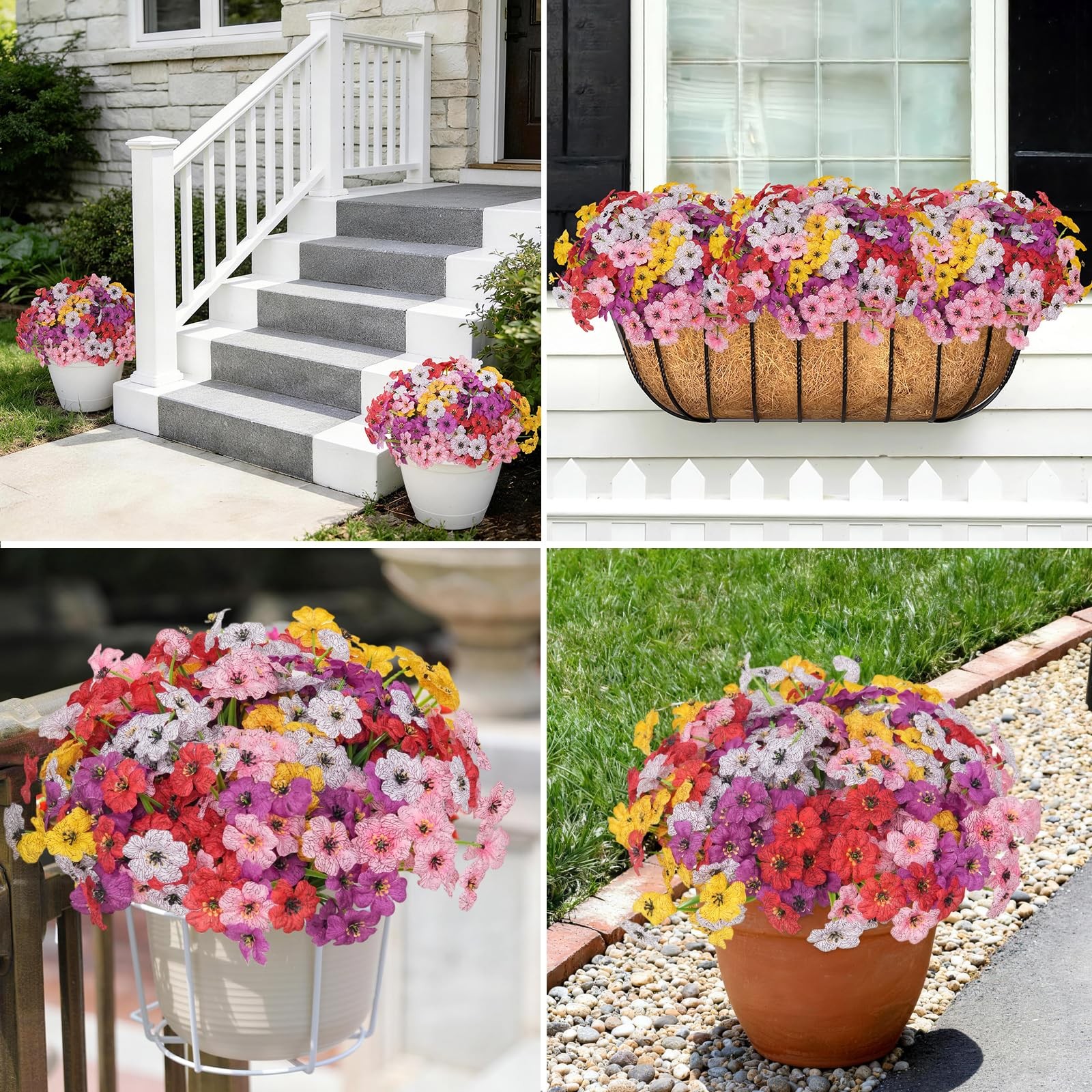 20 Bundles Artificial Flowers for Outdoor Spring Summer Decor – UV-Resistant …