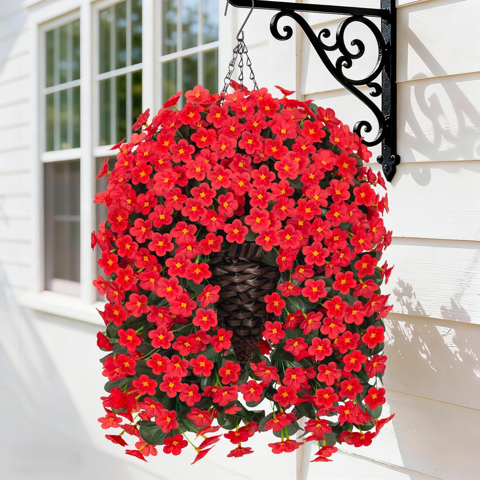 Artificial Fake Hanging Flowers Plants Basket for Outdoor Outside Spring Summ…