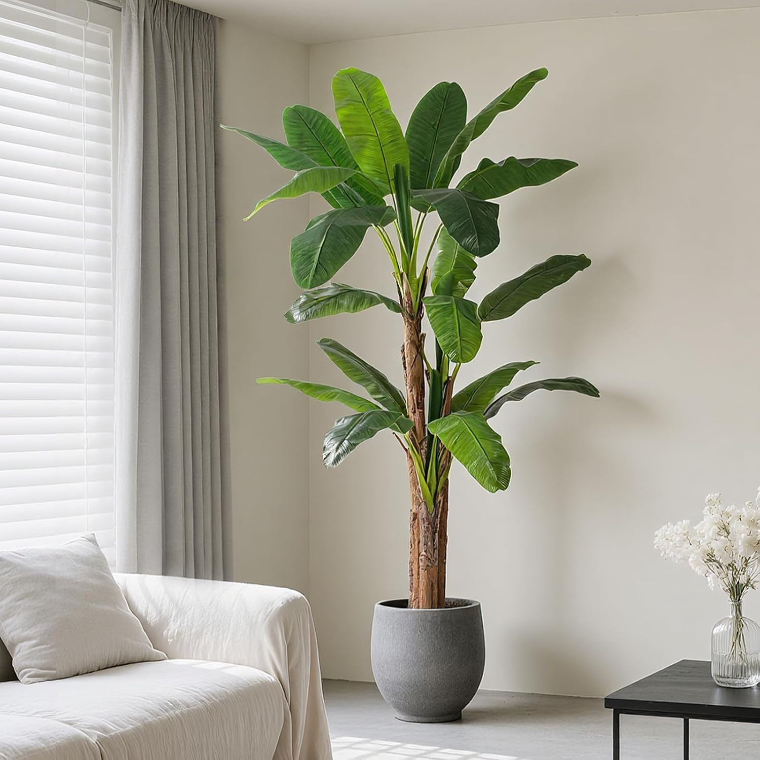 7Ft Extra Tall Artificial Banana Tree, Fake Banana Leaf Plant with 19 Faux Banan