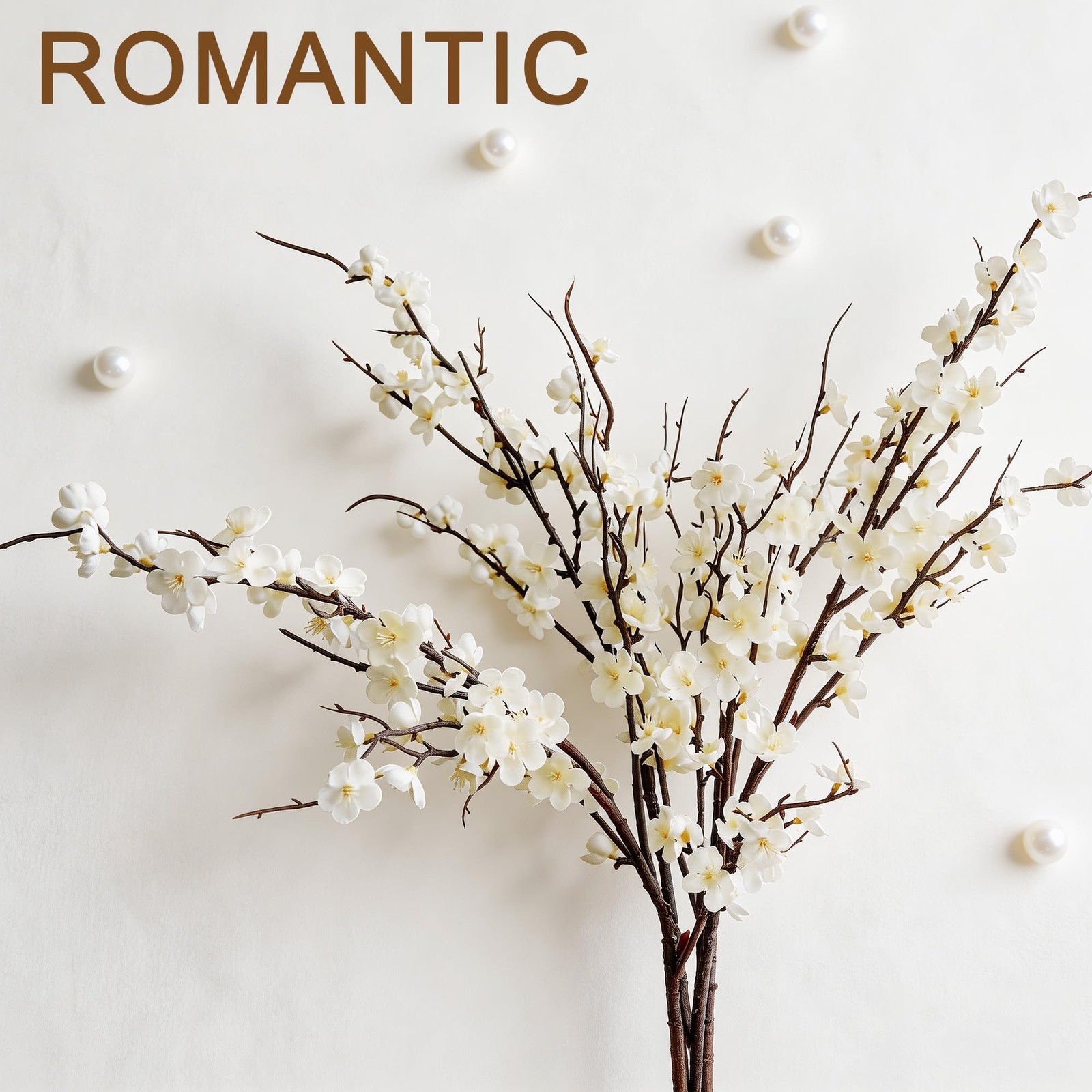 Cherry Blossom Branches 39 Inch 6PC White Cheery Blossom Branches for Decor