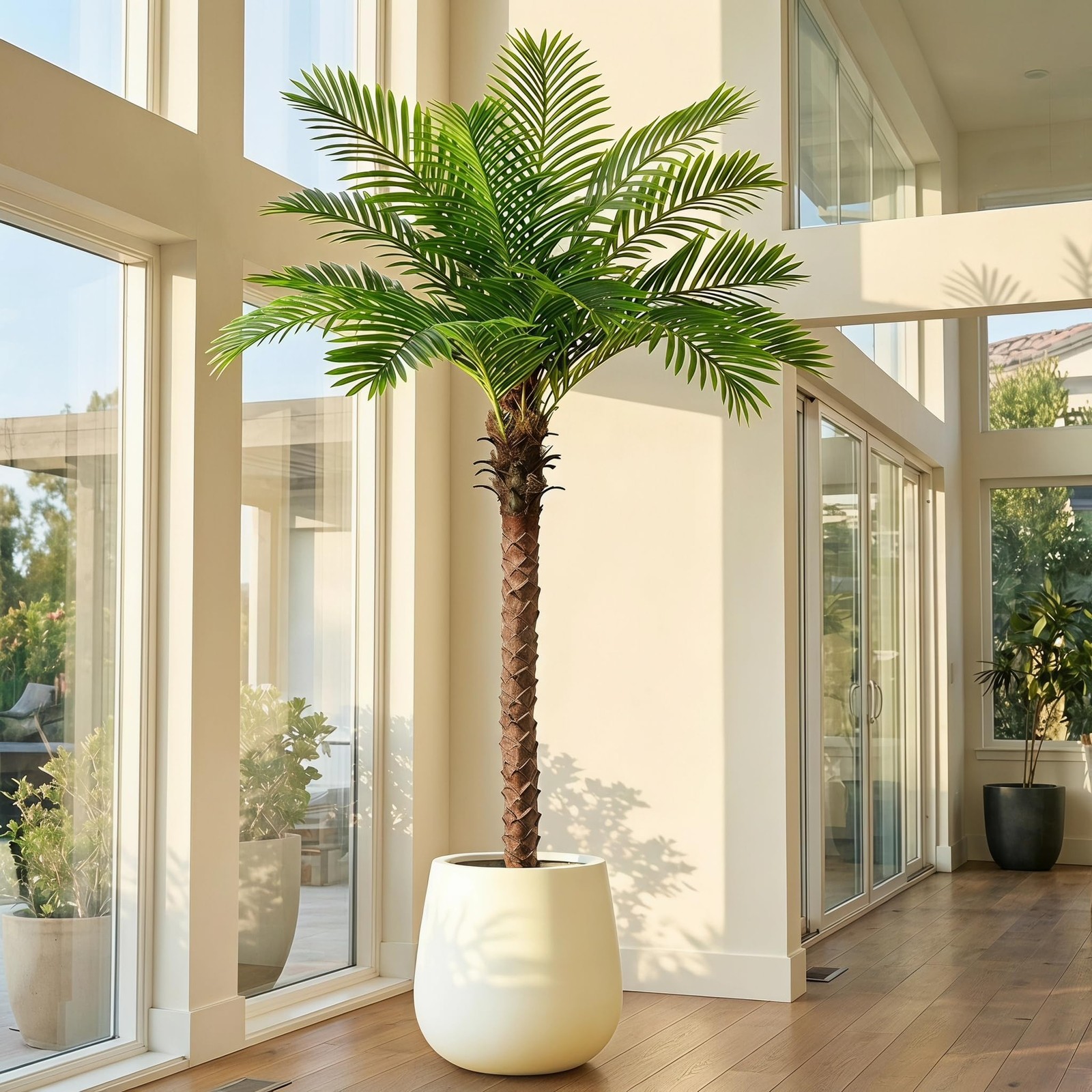 6FT Artificial Phoenix Palm Tree, Tall Tropical Fake Coconut Trees Indoor & O…