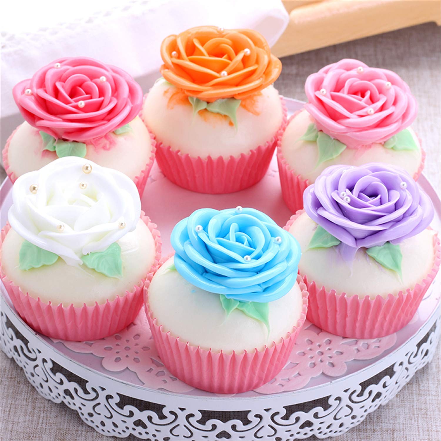 6 PCS Realistic Artificial Rose Cupcake Model Fake Cake Model Photography Pro…