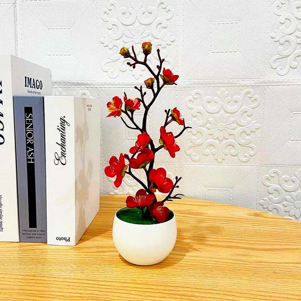 Plant Artificial Potted Flower Plastic Plum Blossom Decorative Garden Home