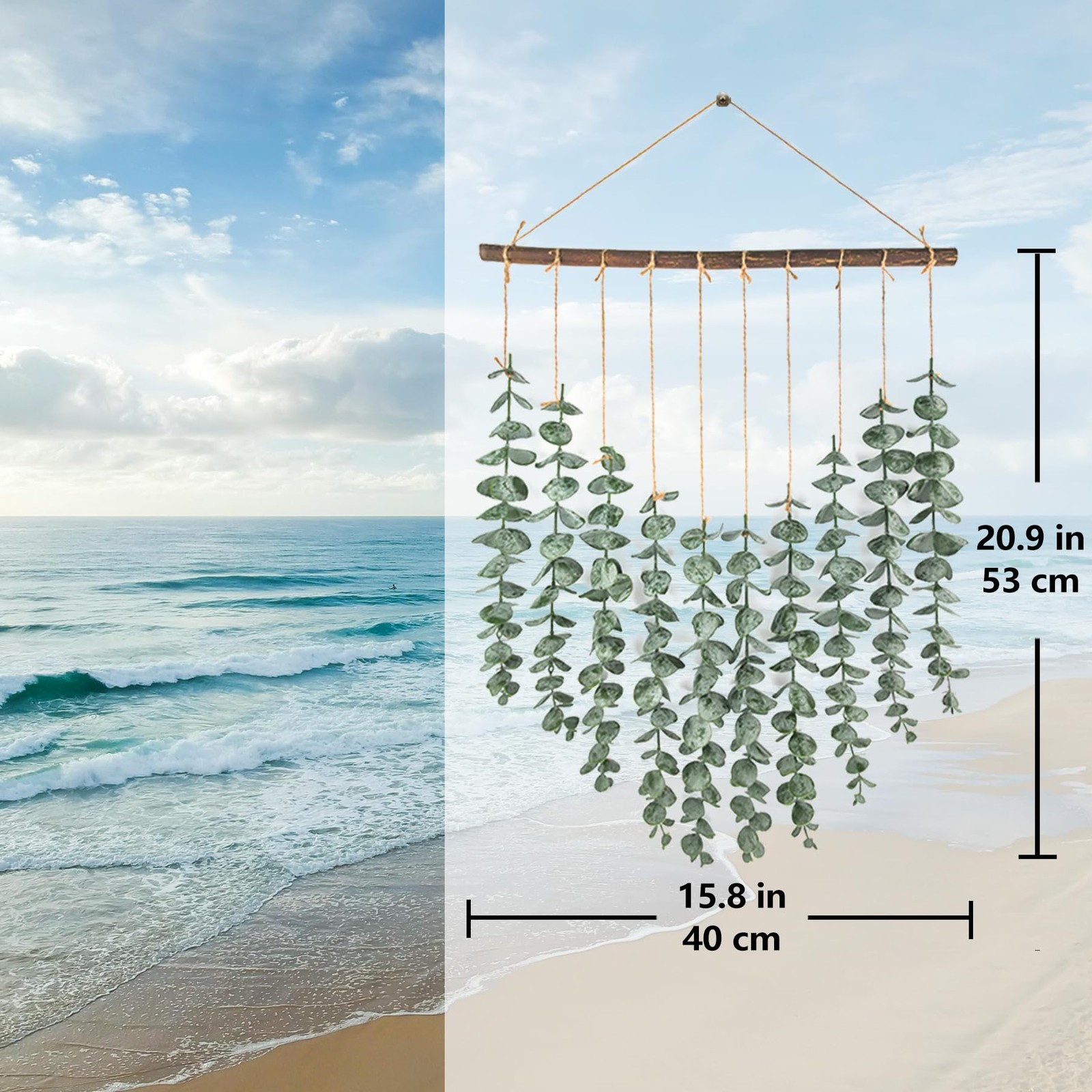 Artificial Eucalyptus Wall Hanging Decor Fake Greenery Leaves Plant Stems for…