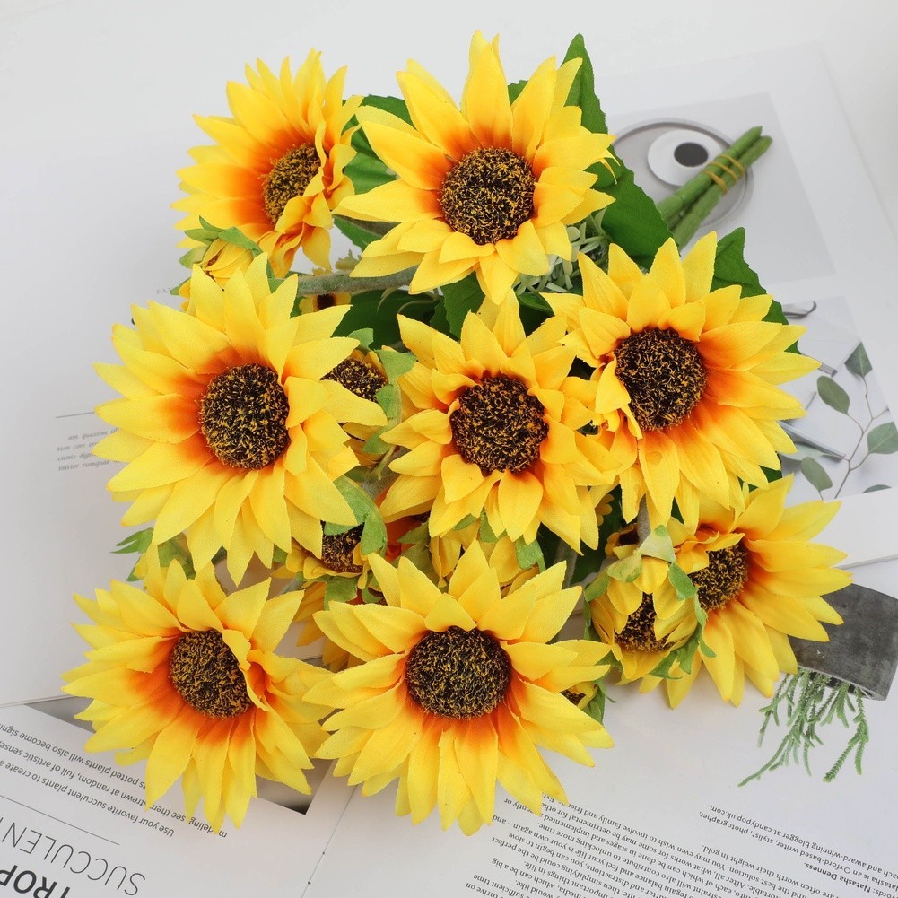 Silk Sunflower Bouquet 38cm 30cm 31cm for Wedding Home Decor Photography Props