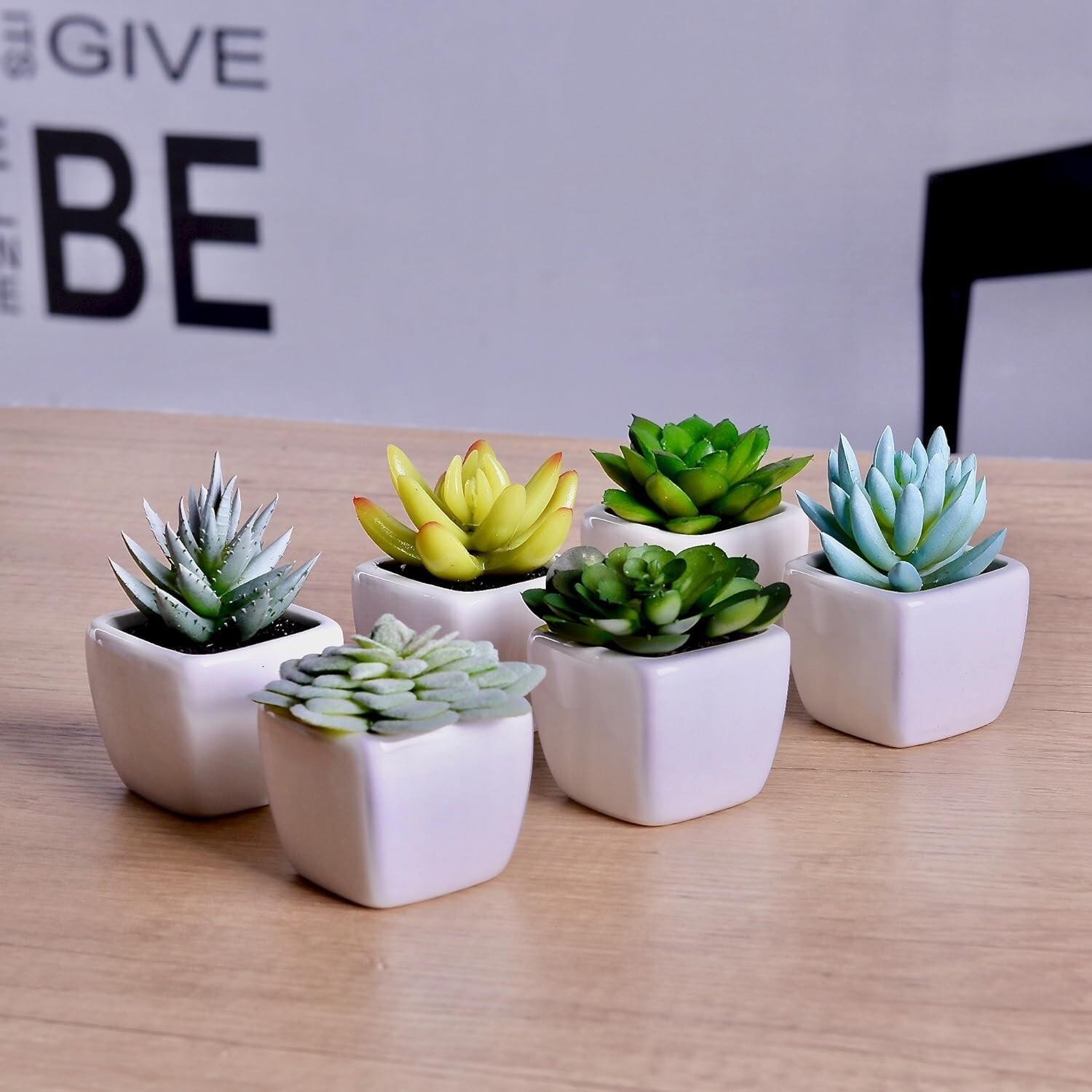6Pcs Artificial Succulents Plants Indoor Decor in Pots Fake Succulent Plant Faux
