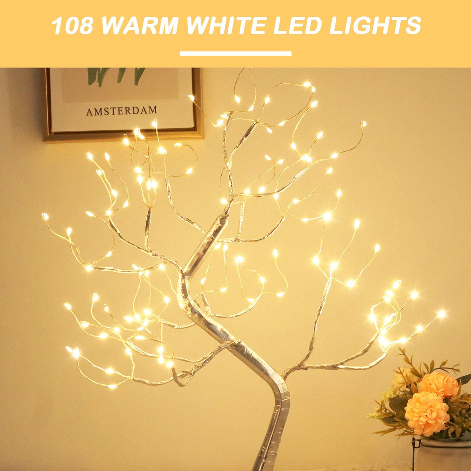 Fairy Light Tree 108 Led Twinkle Tree Fairy Light Spirit Tree Lamp Battery/US…