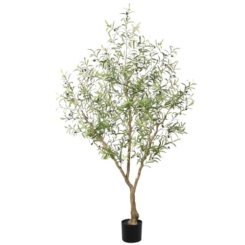 Faux Olive Tree with Thick Lifelike Branches, Realistic Leaves | Olive 7ft