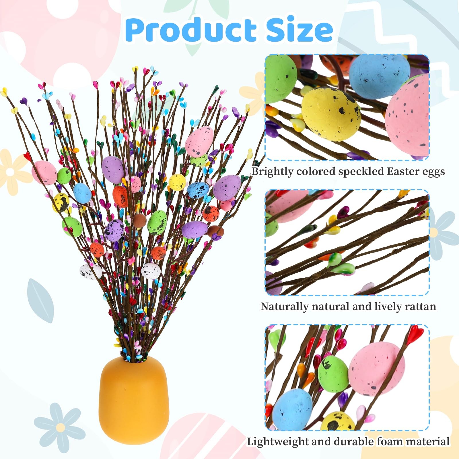 26 Pcs Easter Decorations Artificial Spray Vine with Pastel Easter Eggs and B…