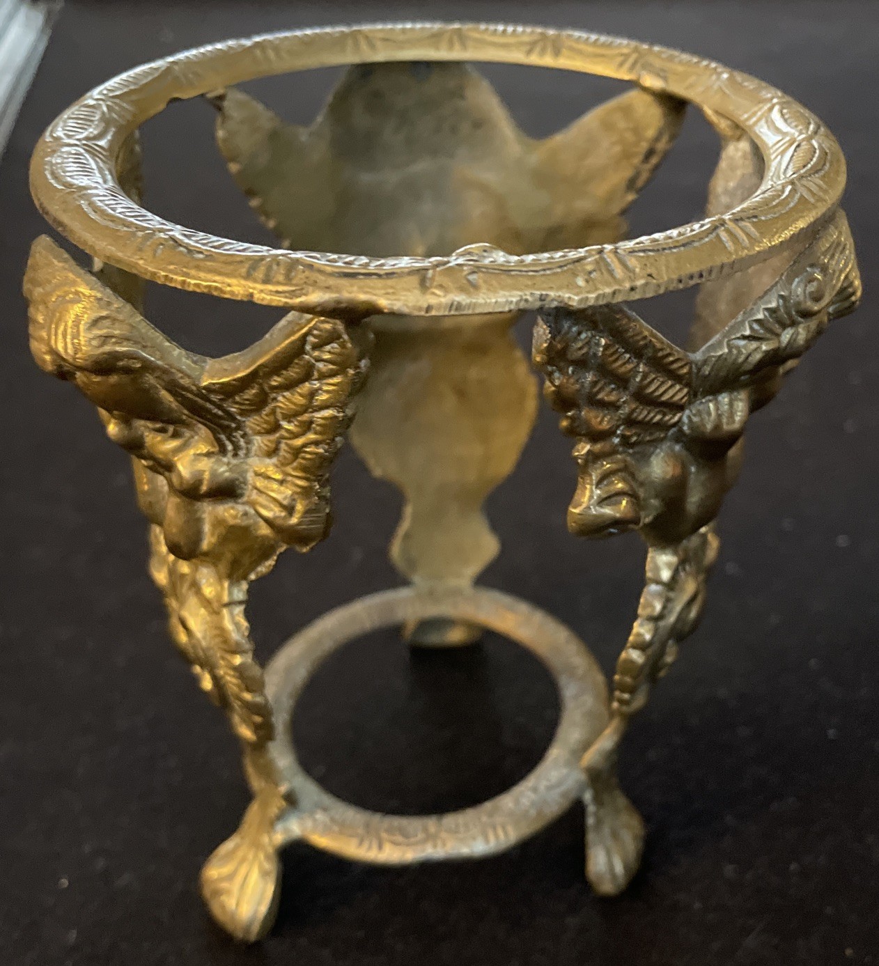 Cherub Art Noveau Victorian Brass Plant/Candle Holder, Vintage