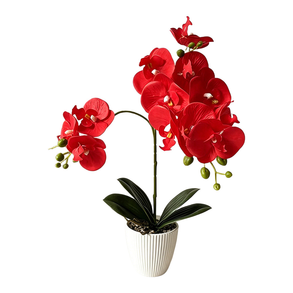 For Home Decor Fake Butterfly Orchid in Stone Pot 16.53in/42cm No Maintenance