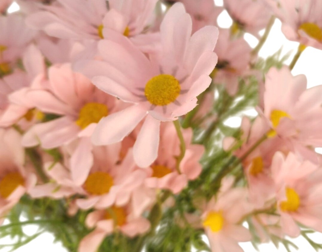 Blush Pink Faux Daisy Stem 20 Inch Artificial Wildflower Set of 6 Farmhouse Flor