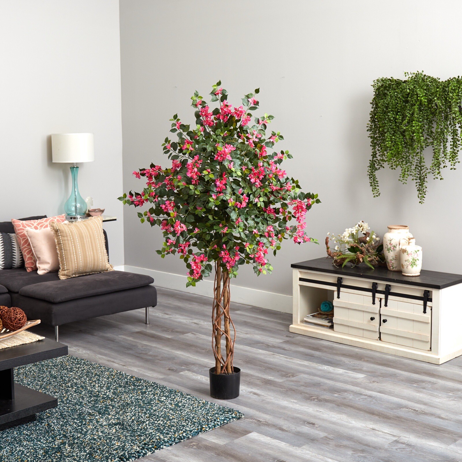 5.5’ Bougainvillea Artificial Flowering Tree Home Office Decor. Retail $199