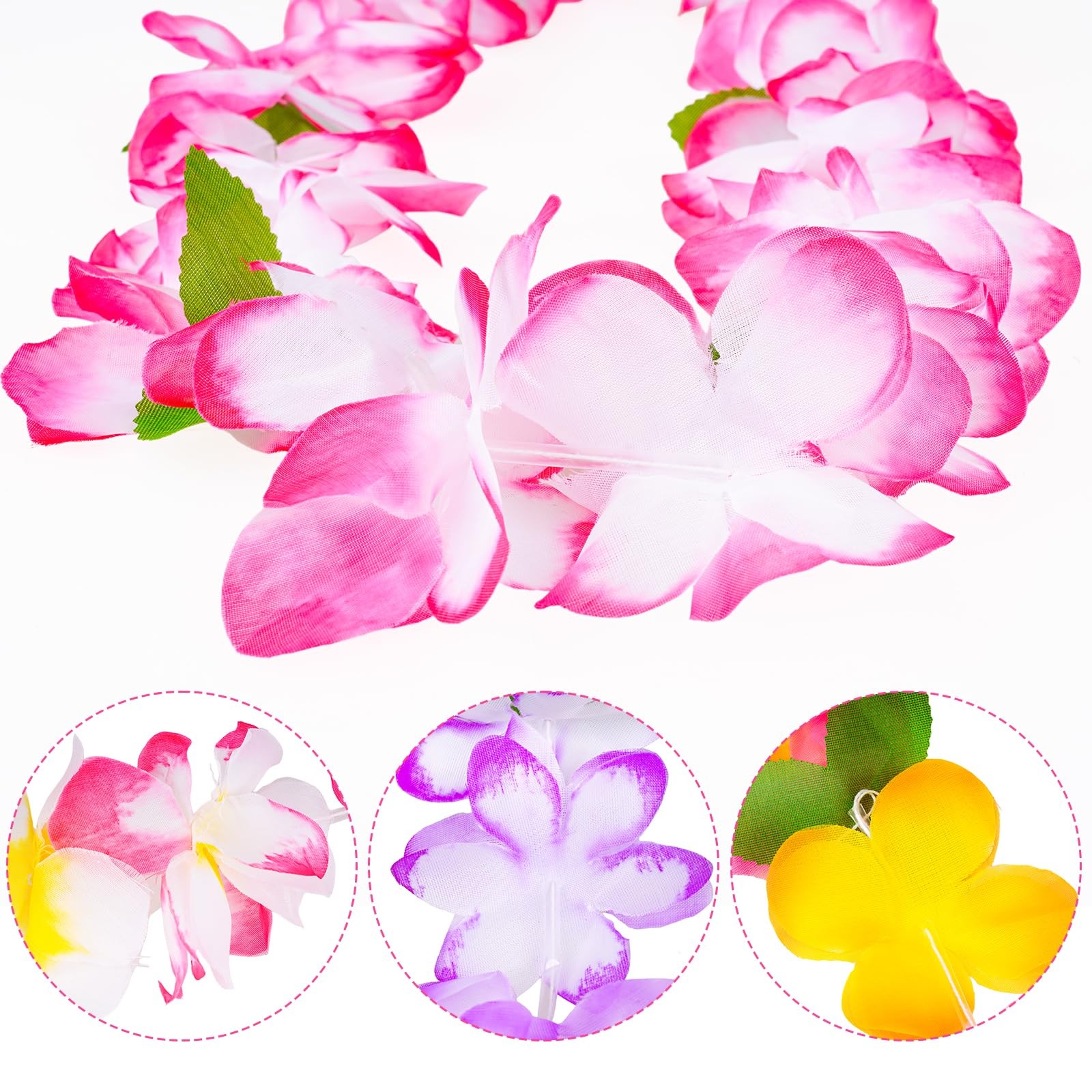 6pcs Hawaiian Leis Bulk, Artificial Flower Lei Decorations, Multicolor Leis f…