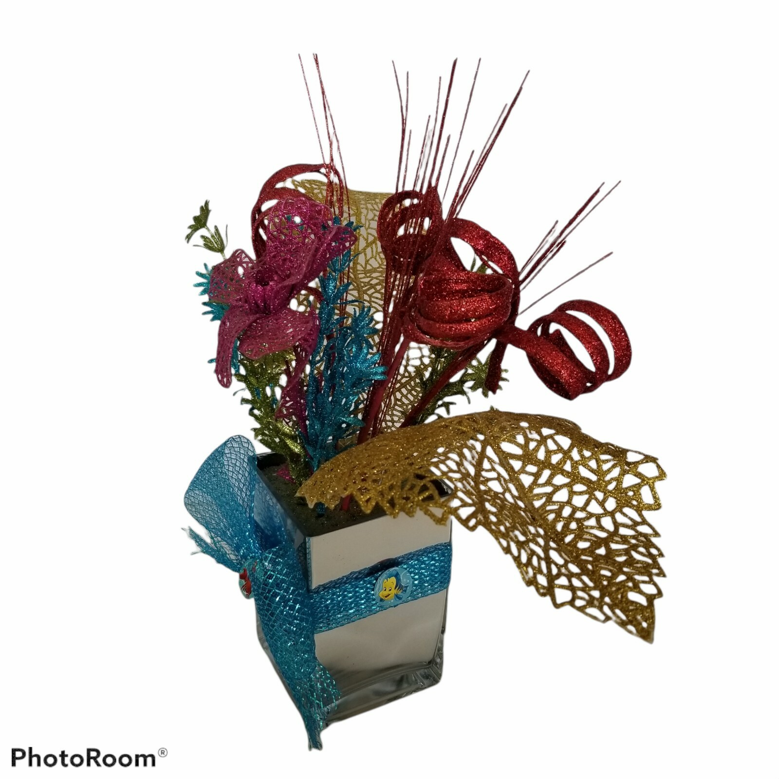 Walt Disney Little Mermaid Floral Arrangement Table Decor Centerpiece Glitter