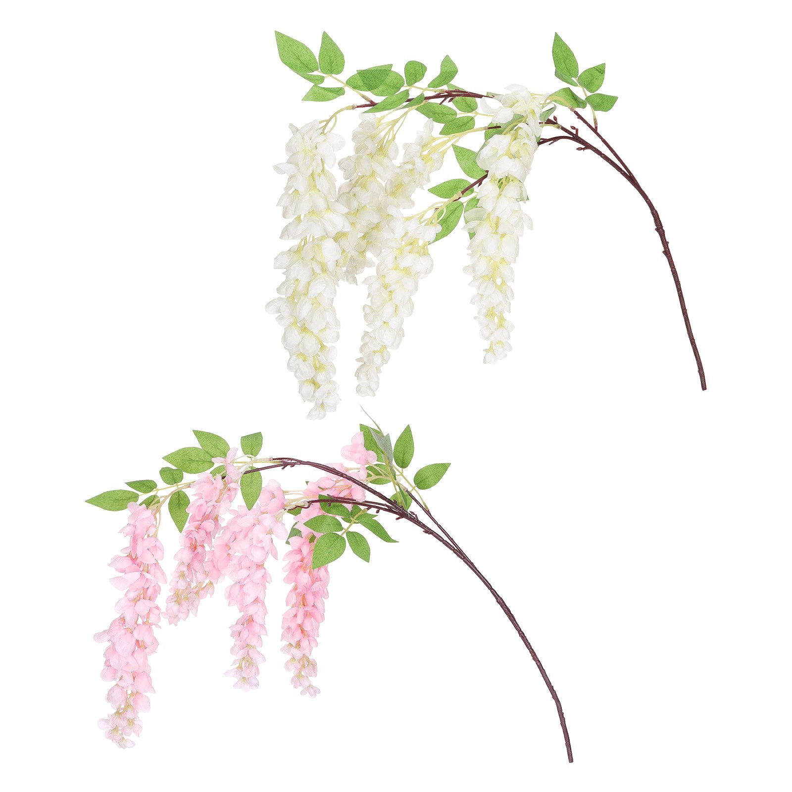 2Pcs Artificial Wisteria Hanging Flowers 3.9ft Fake Hang Floral White/Light Pink