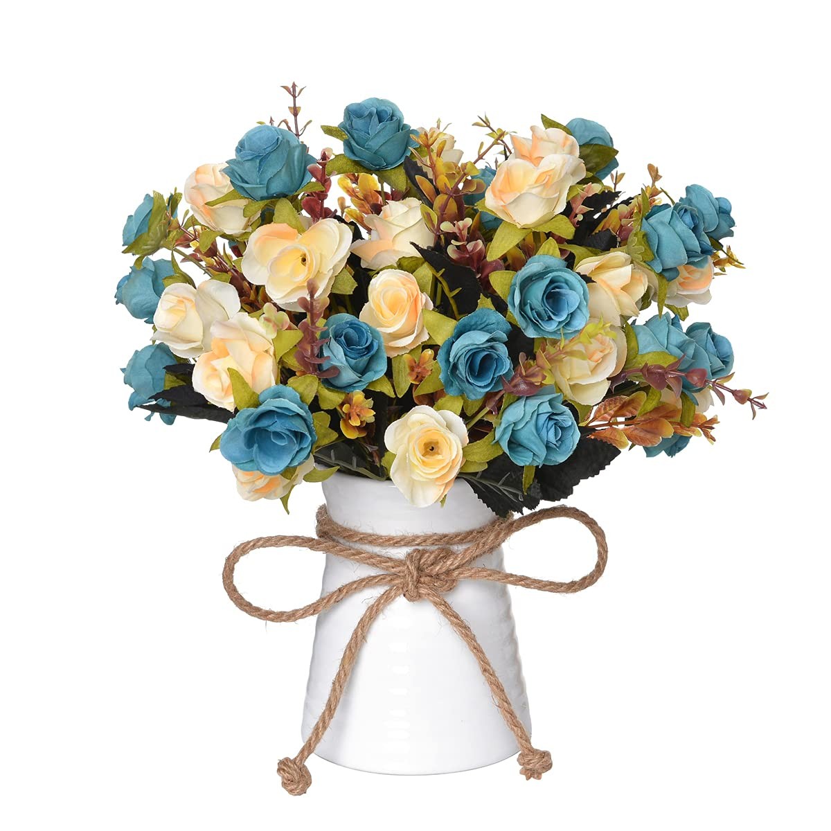 INXUGAO Artificial Flower in Vase,Ceramics Vase with Silk Flower Arrangements…